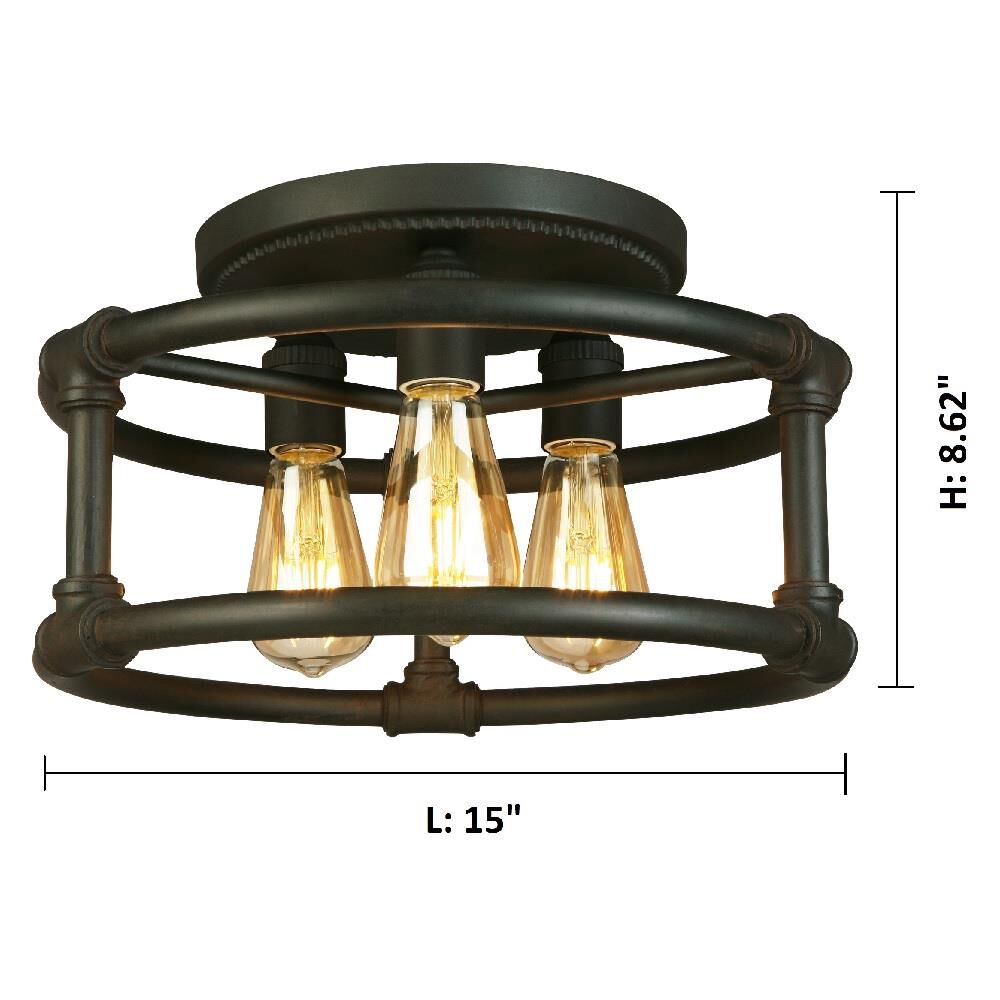 Eglo Wymer 15 Inch 3 Light Semi Flush Mount by Eglo Lighting