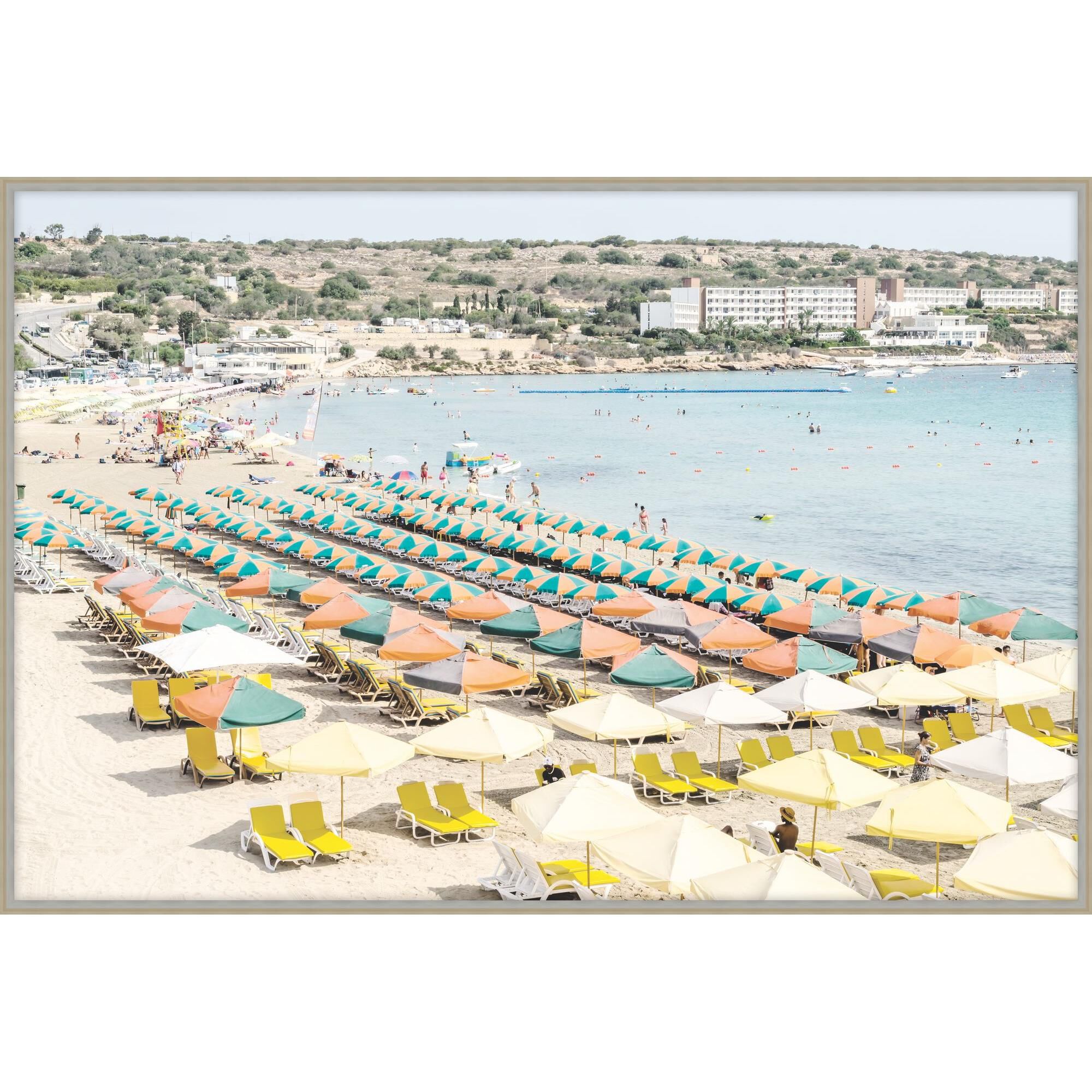 Rs Photo Malta Beach Umbrellas Print by LEVEL57