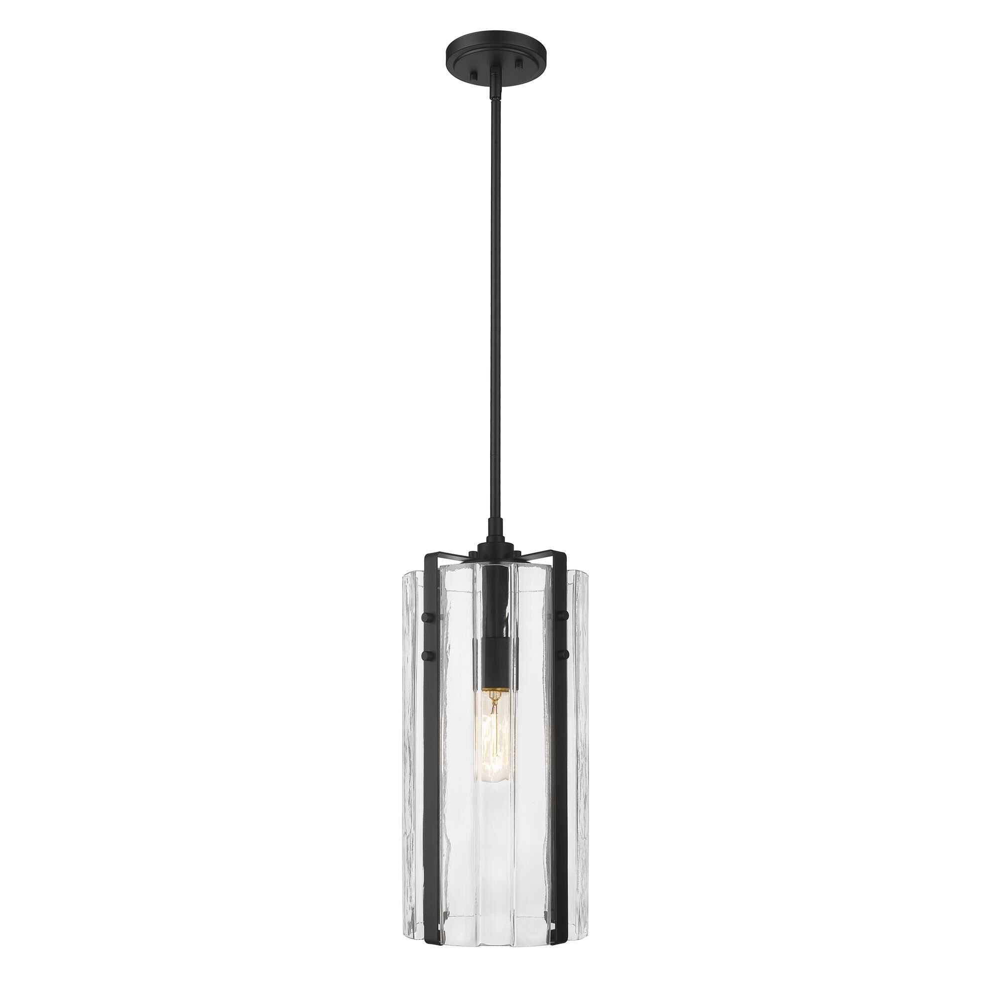 Shown in Matte Black finish and Clear glass and Clear shade