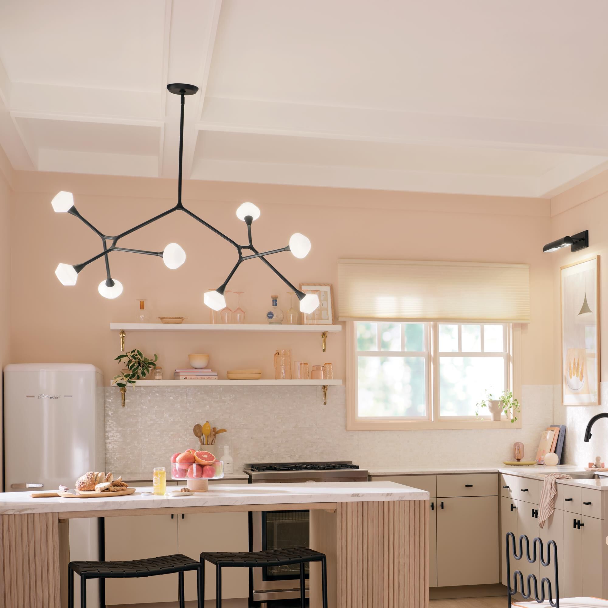 Shown in Black finish and Opal glass