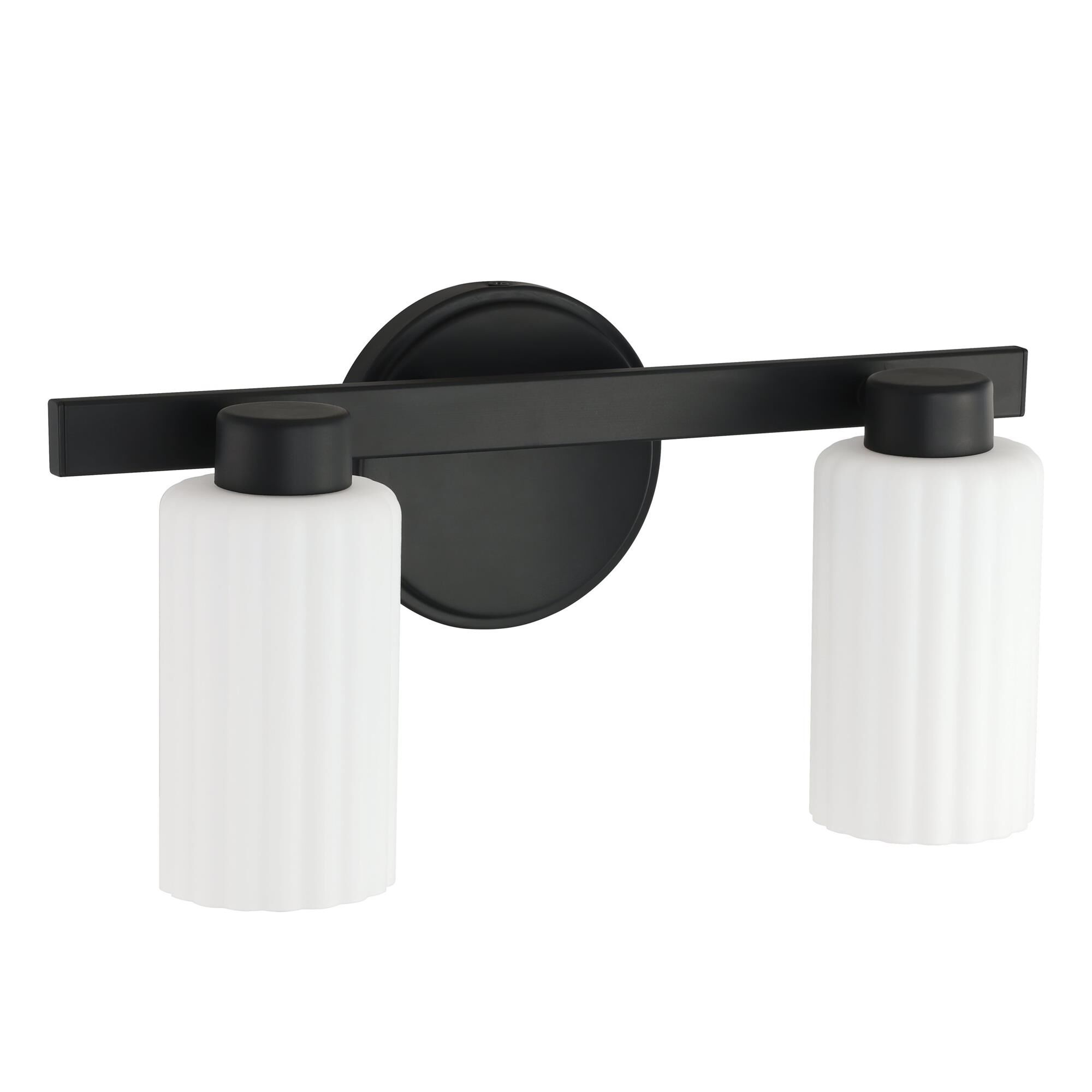 Shown in Matte Black finish and Etched Opal Ribbed glass