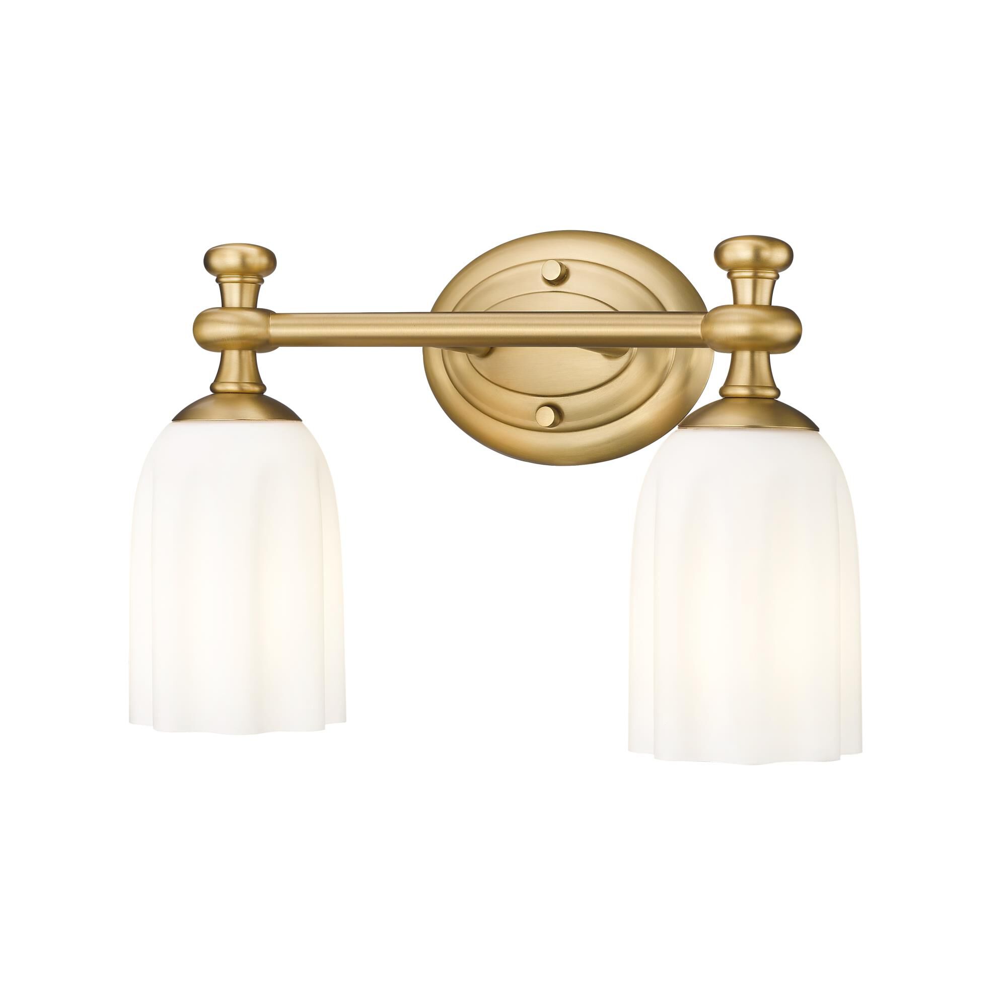 Shown in Modern Gold finish and Opal Etched glass and Opal Etched shade