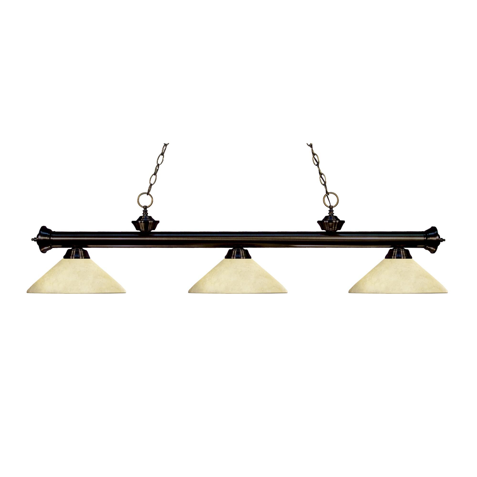 Shown in Bronze finish and Glass shade