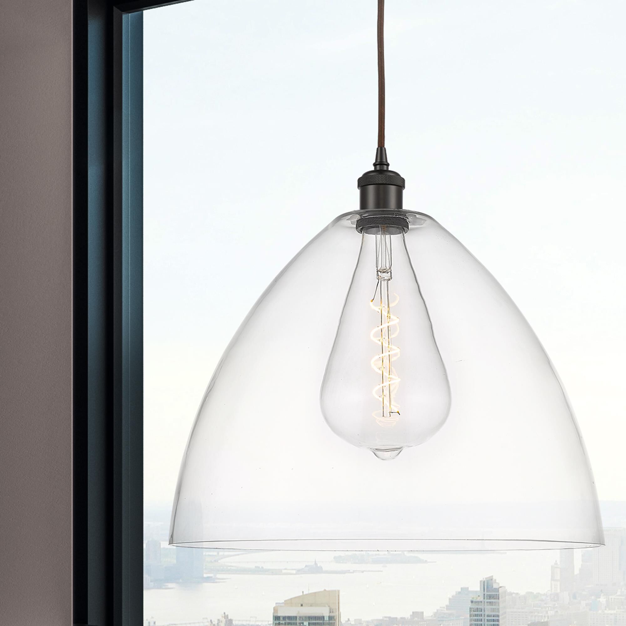 Shown in Oil Rubbed Bronze finish and Cased Matte White glass