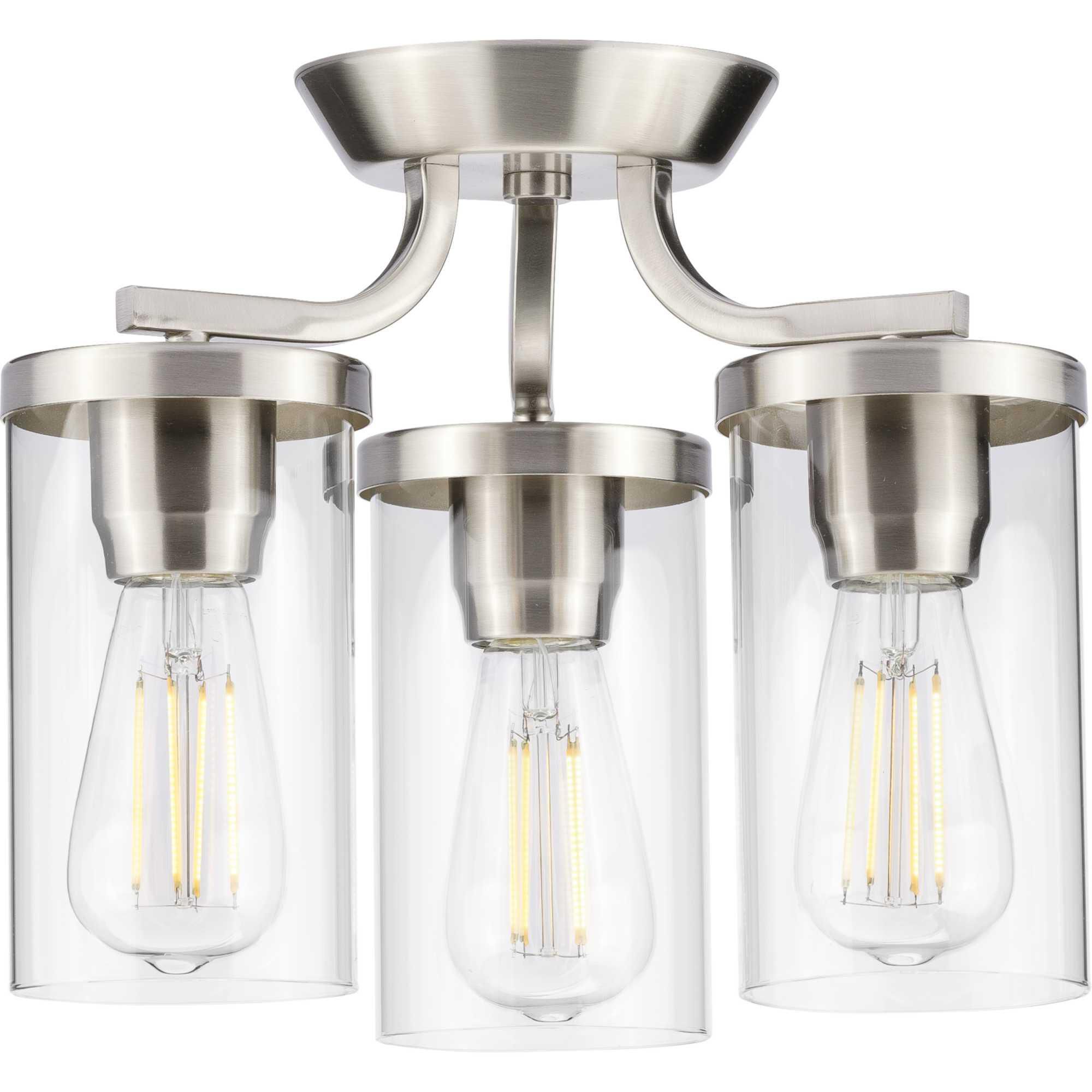 Shown in Brushed Nickel finish and Clear glass