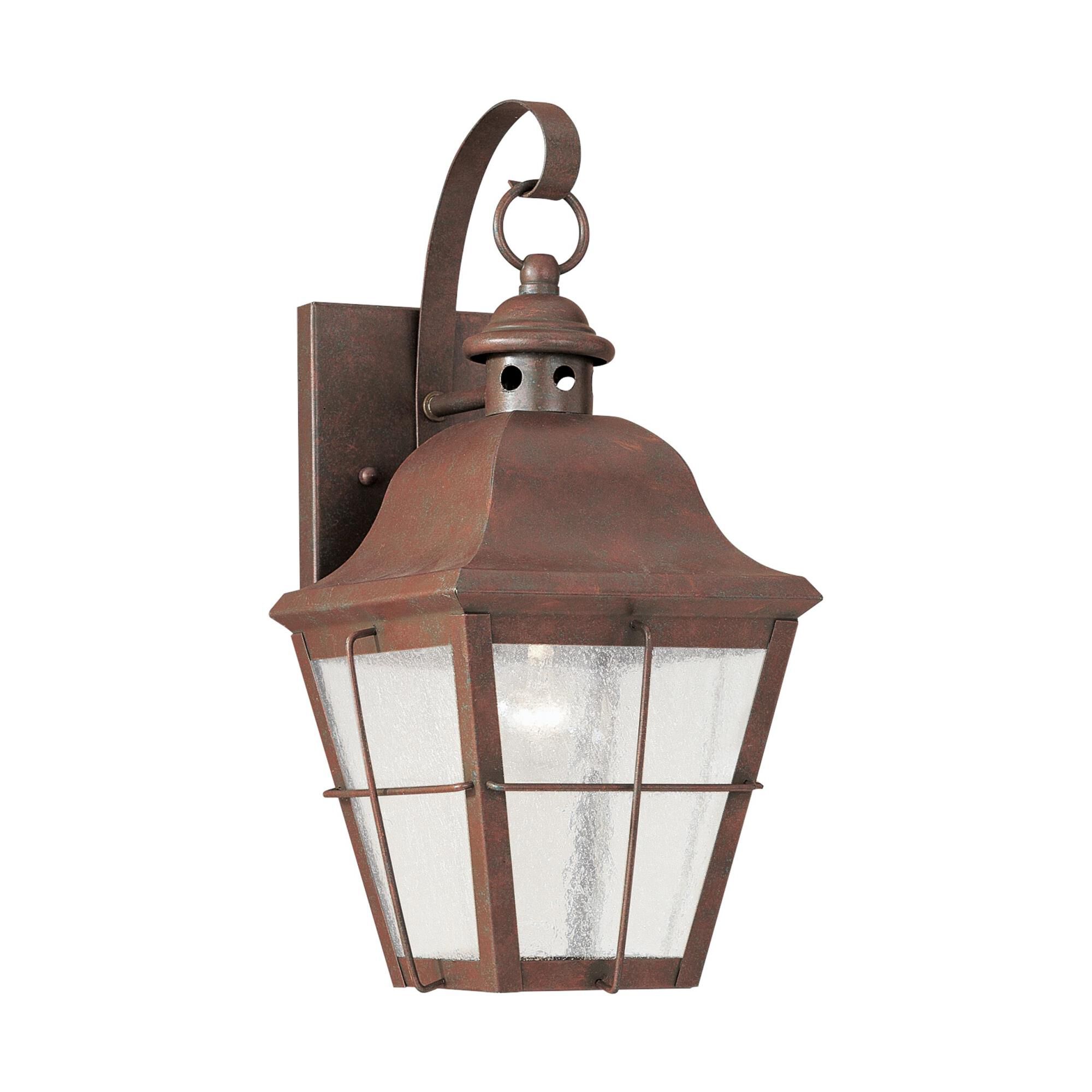 Shown in Weathered Copper finish and Clear Seeded  Panels glass and Clear Seeded Glass Panels shade