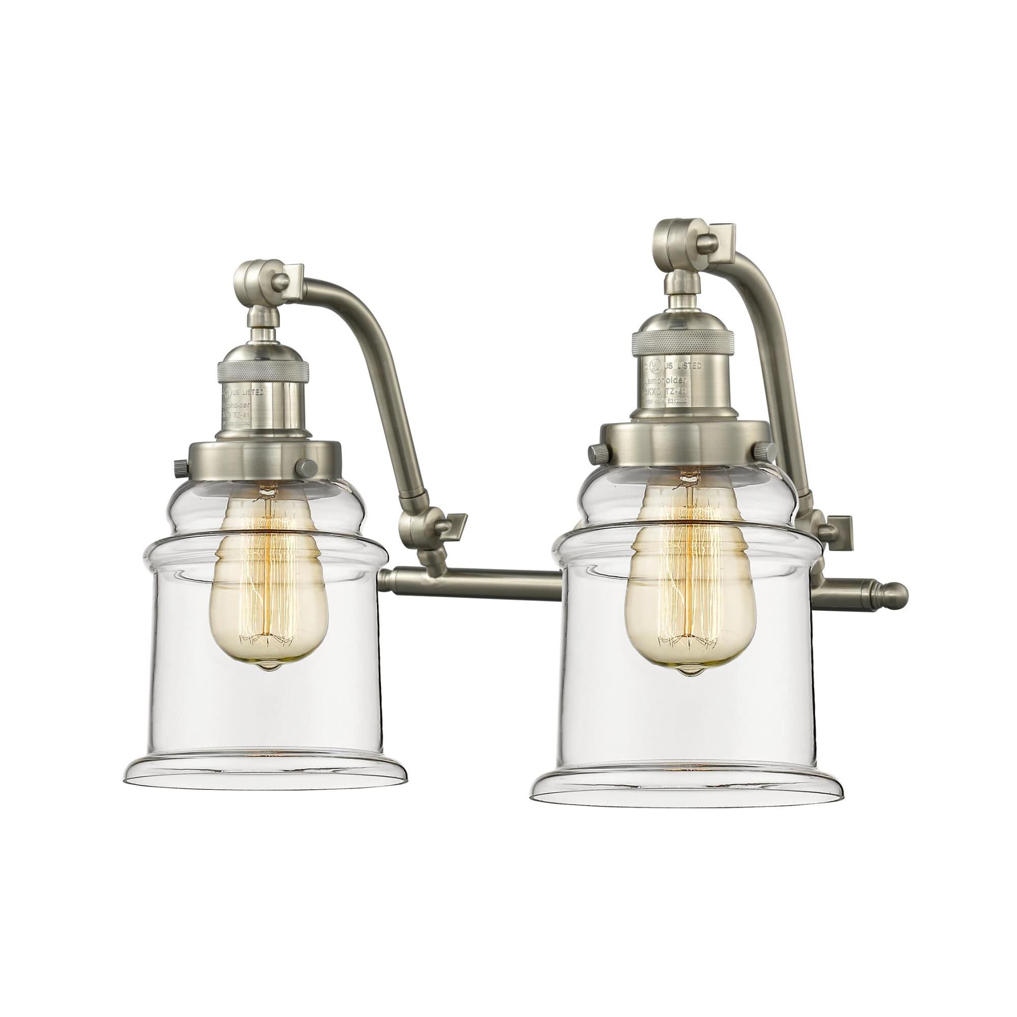 Shown in Brushed Satin Nickel finish and Clear glass