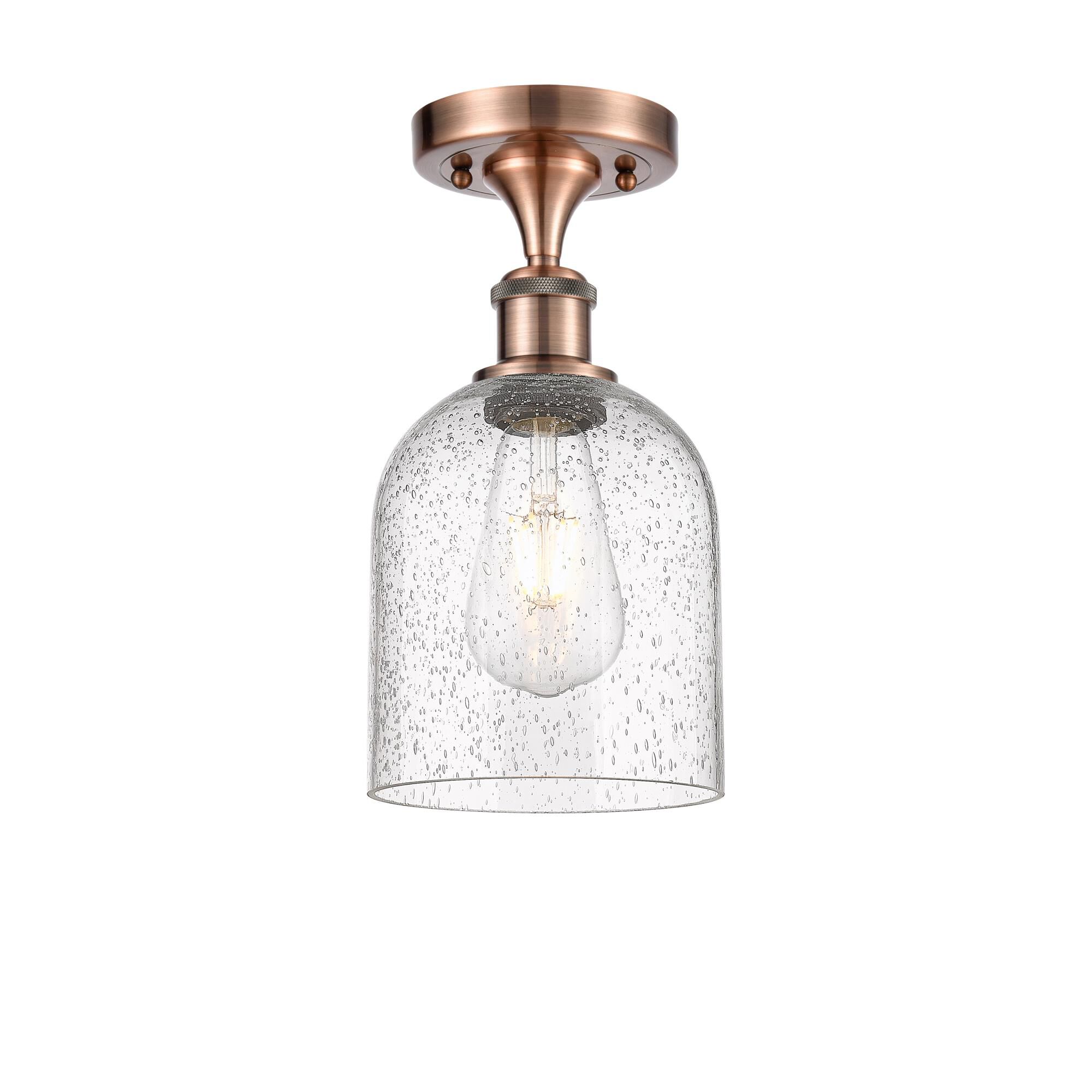 Shown in Antique Copper finish and Seedy glass