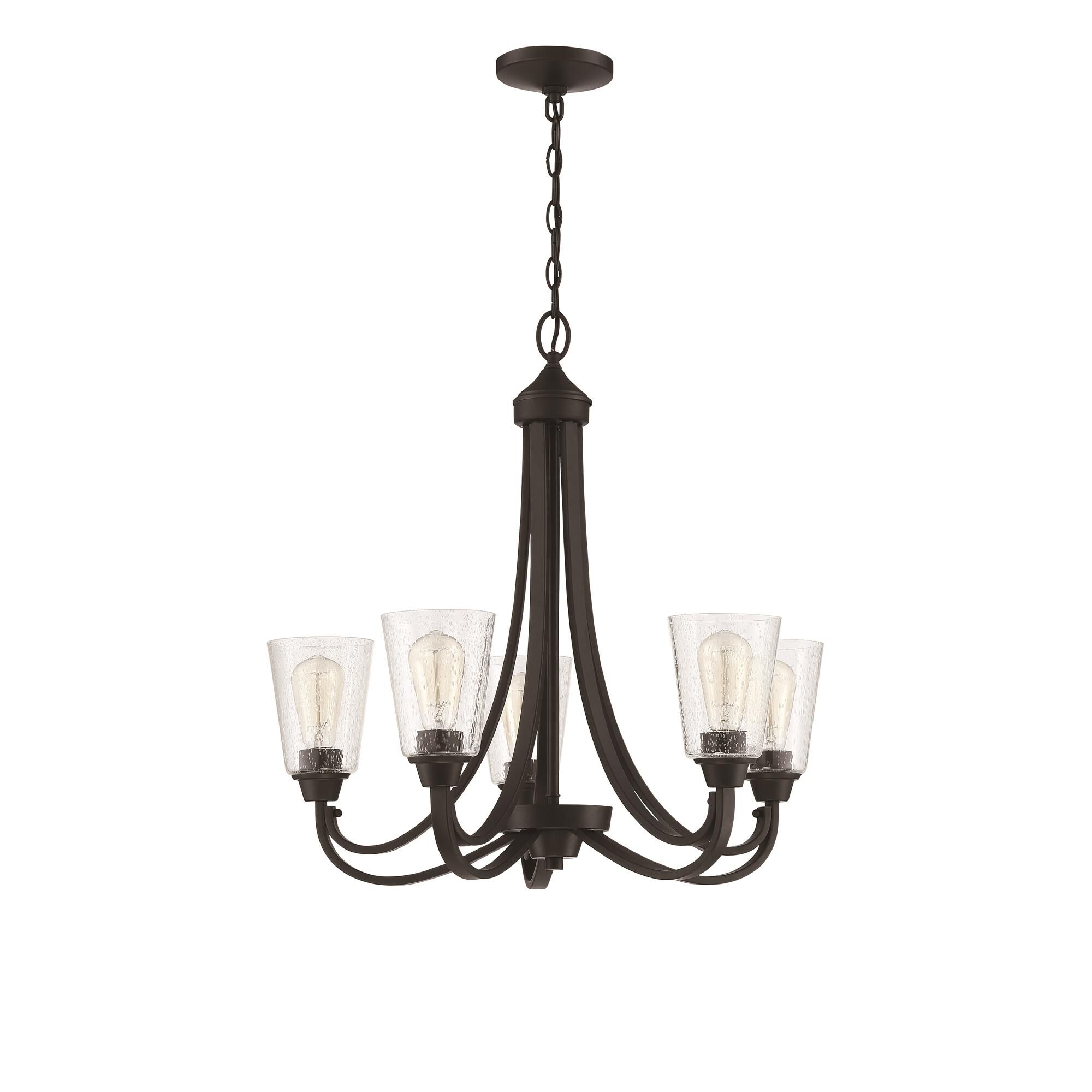 Shown in Espresso finish and Clear Seeded glass and Glass shade