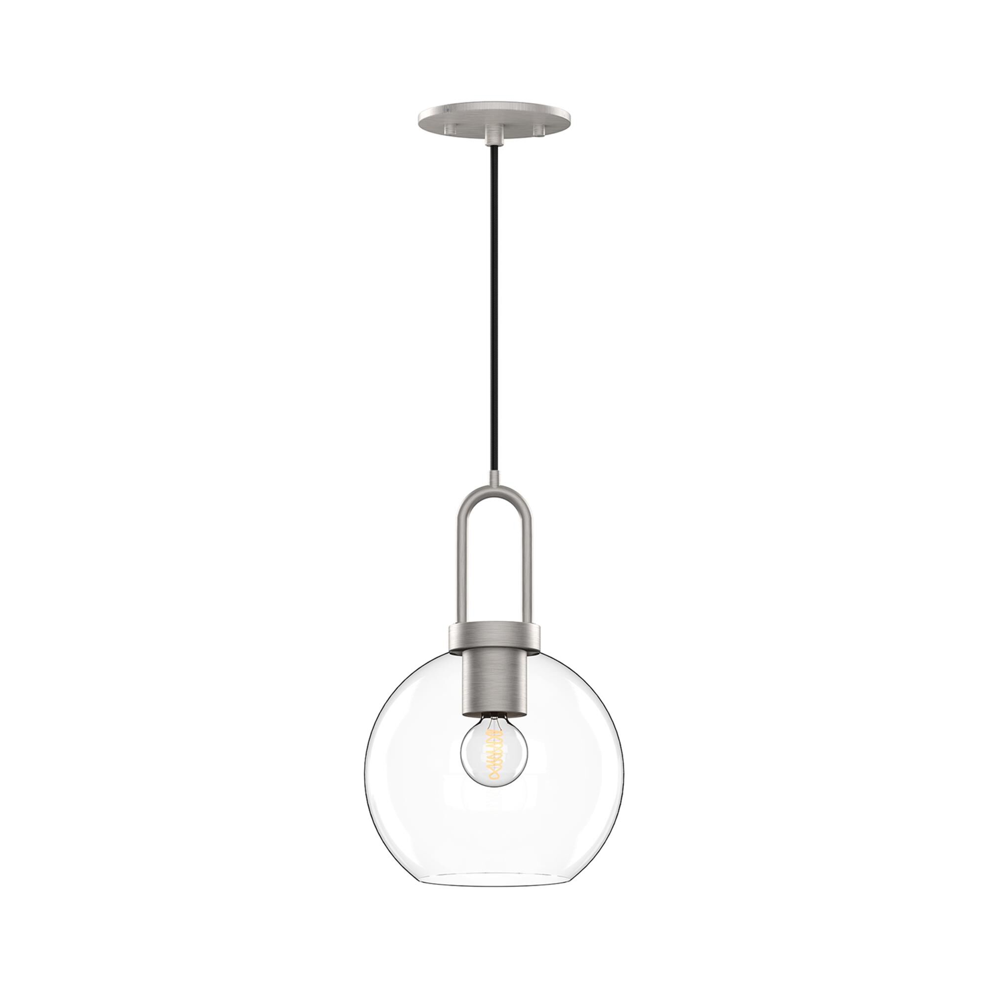 Shown in Brushed Nickel finish and Clear glass