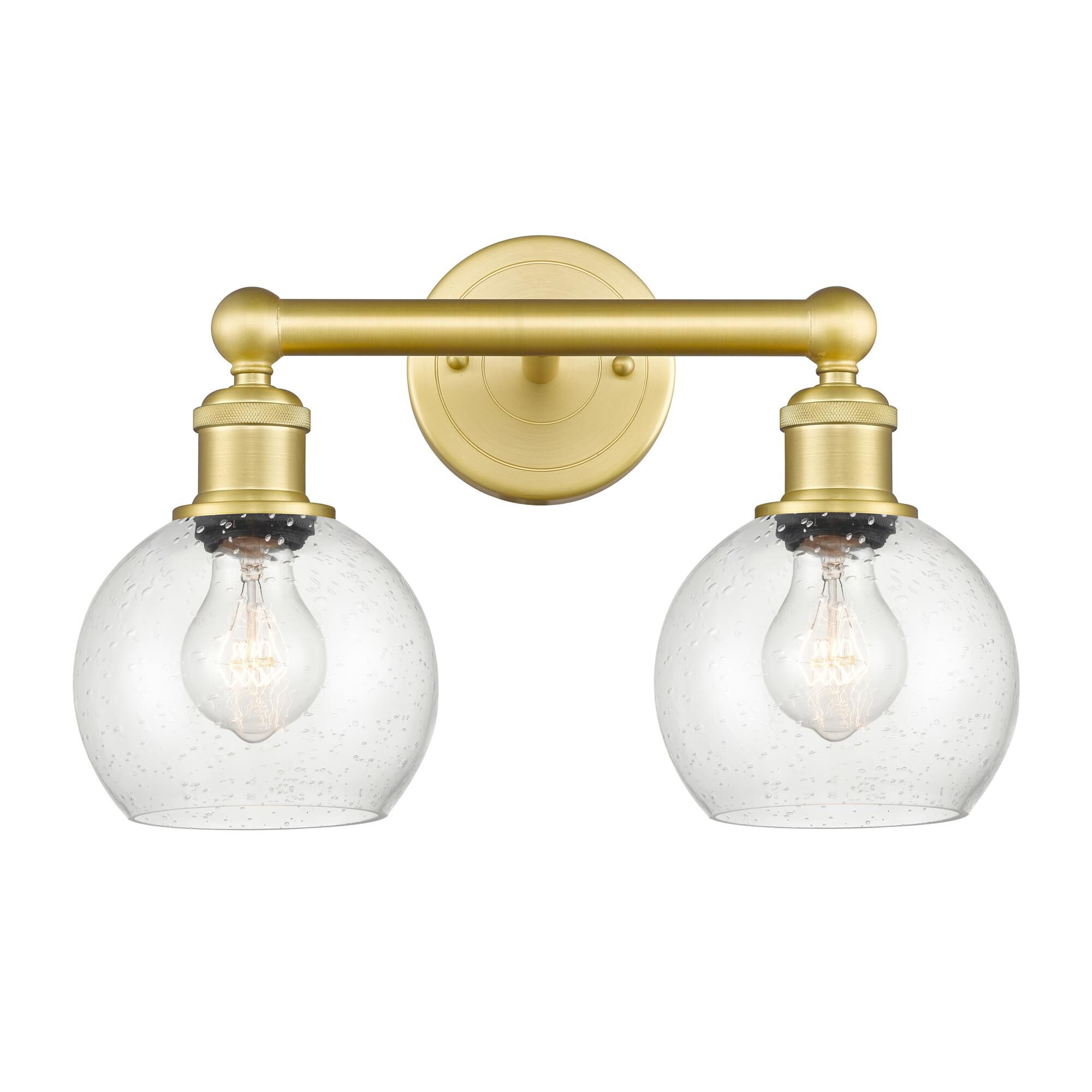 Shown in Satin Gold finish and Seedy glass
