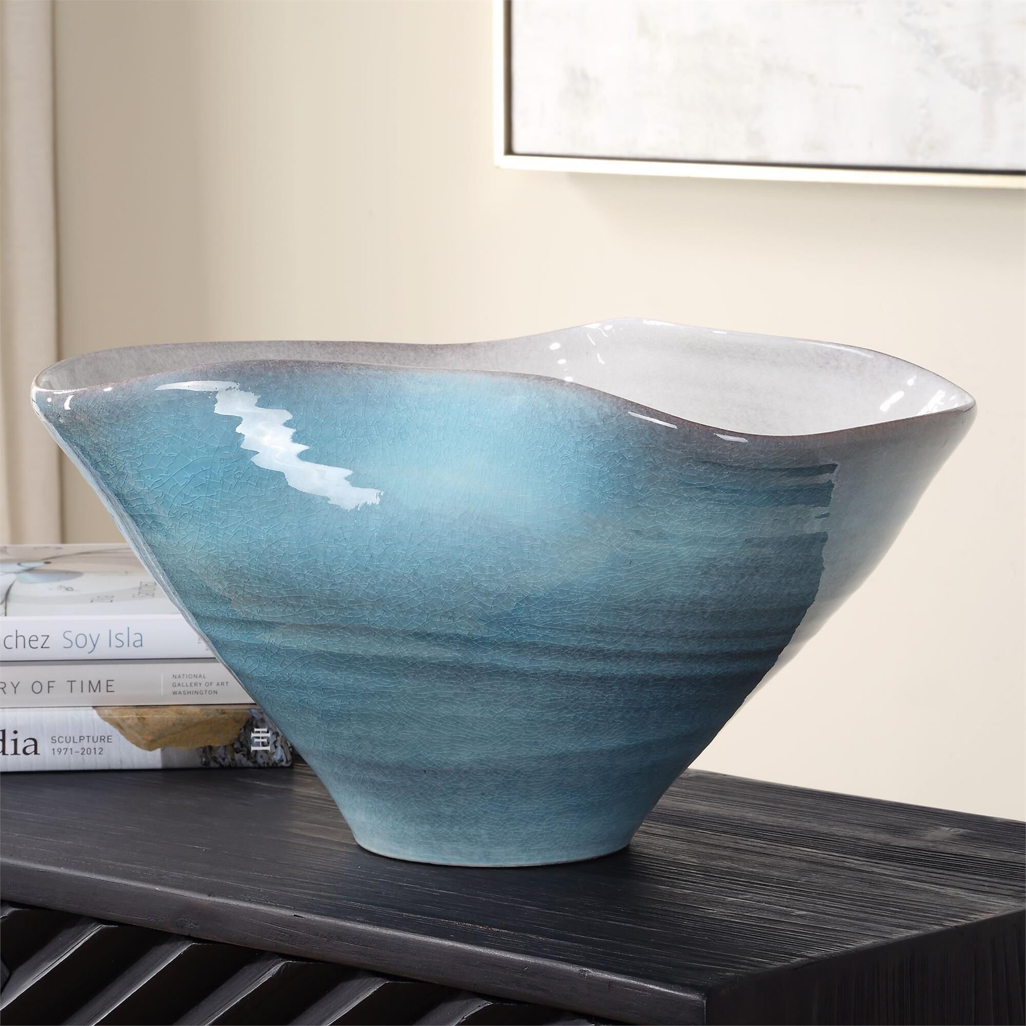 Uttermost Blue Crest Ceramic Bowl Bowl by Uttermost