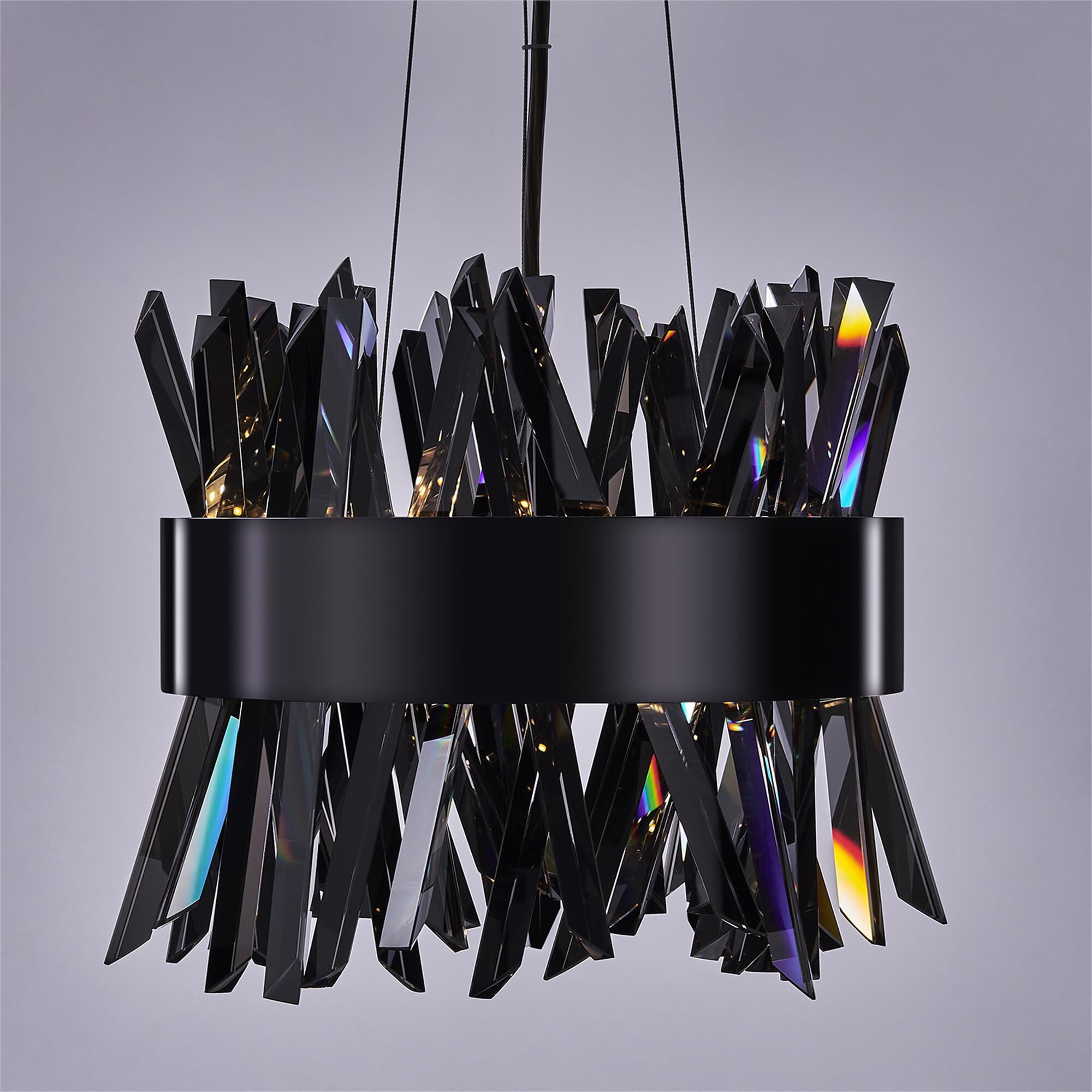 Shown in Black Nickel finish and Smoked Firenze crystal