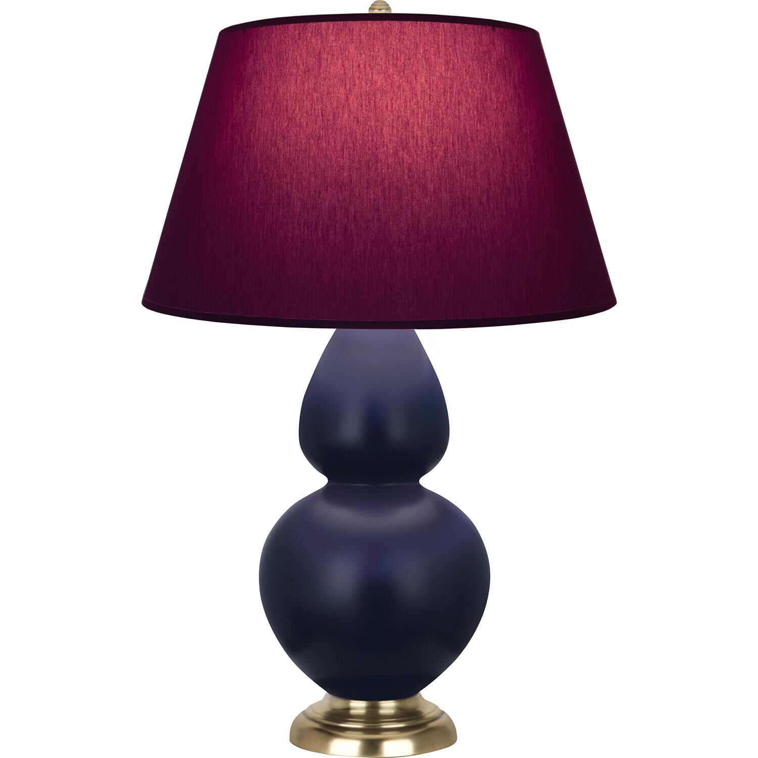 Shown in Matte Midnight Blue finish and Plum and Lavender shade and Antique Brass accent