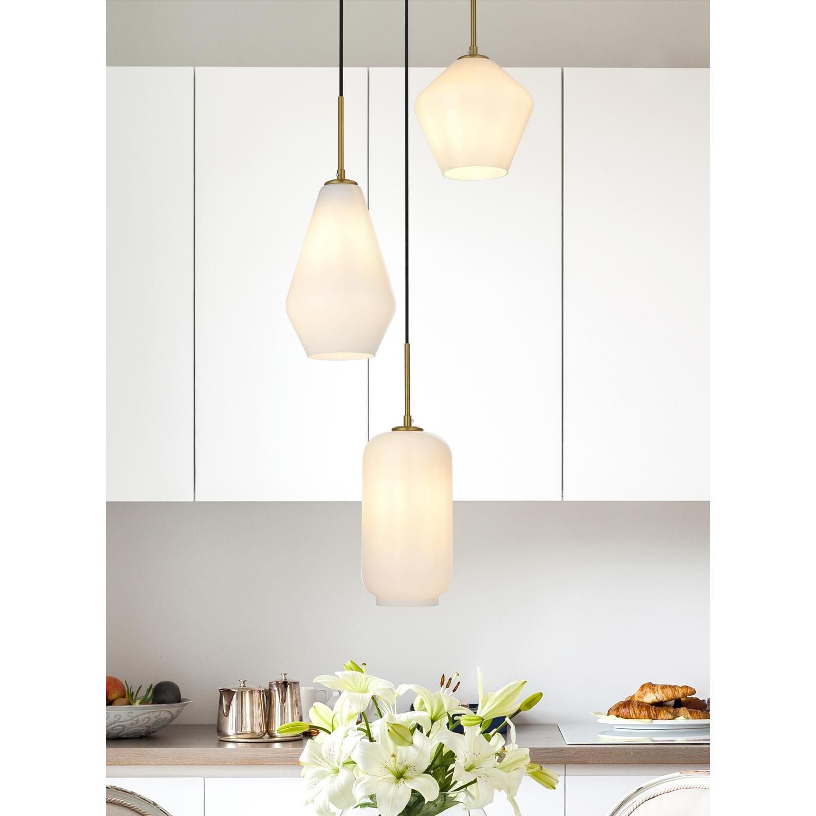 Shown in Satin Gold And Frosted White finish