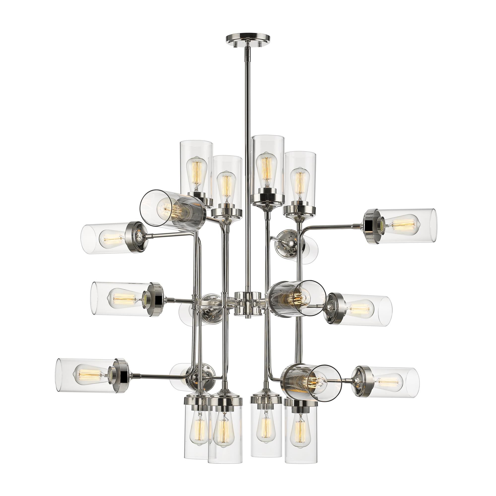 Shown in Polished Nickel finish and Glass shade
