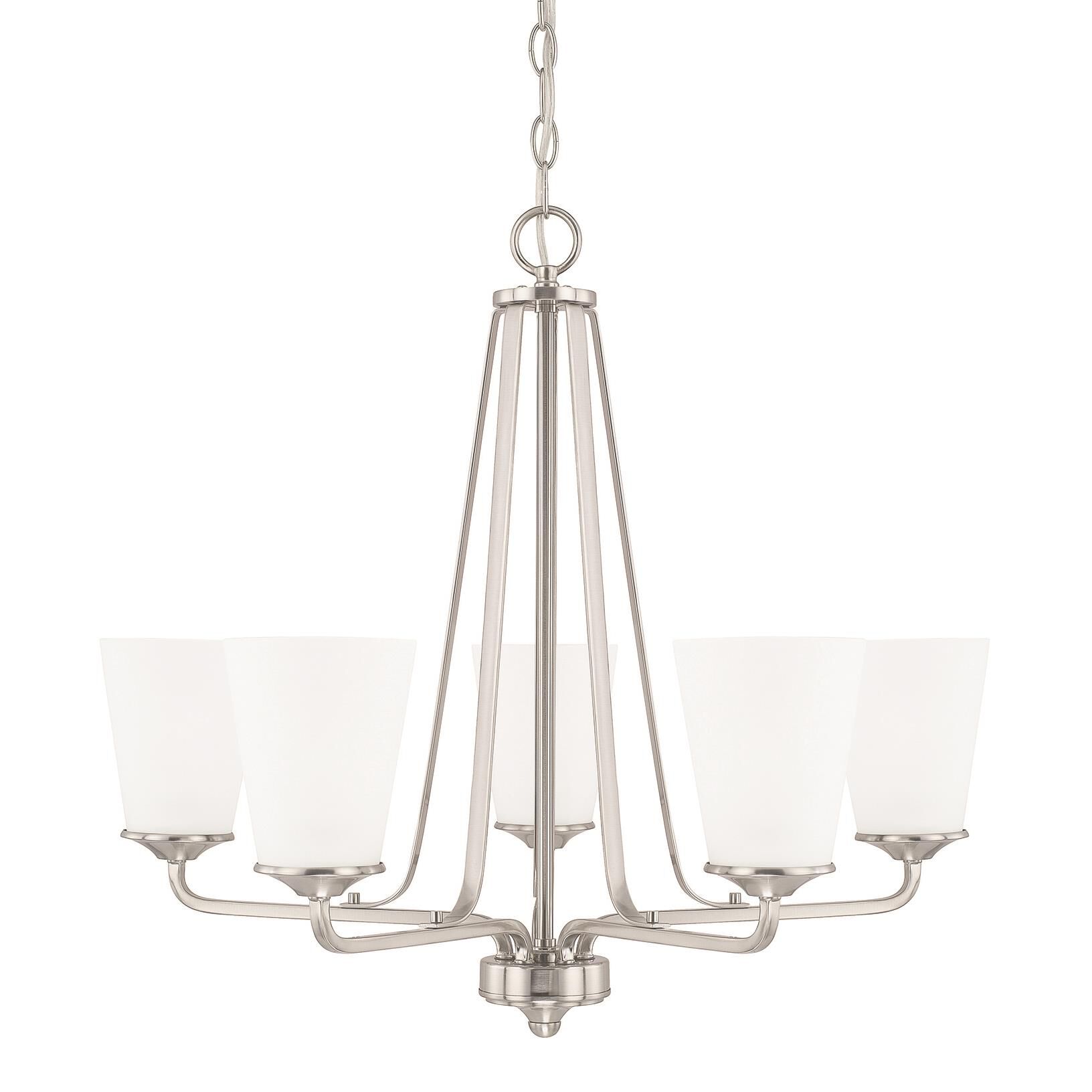 Shown in Nickel finish and Soft White glass