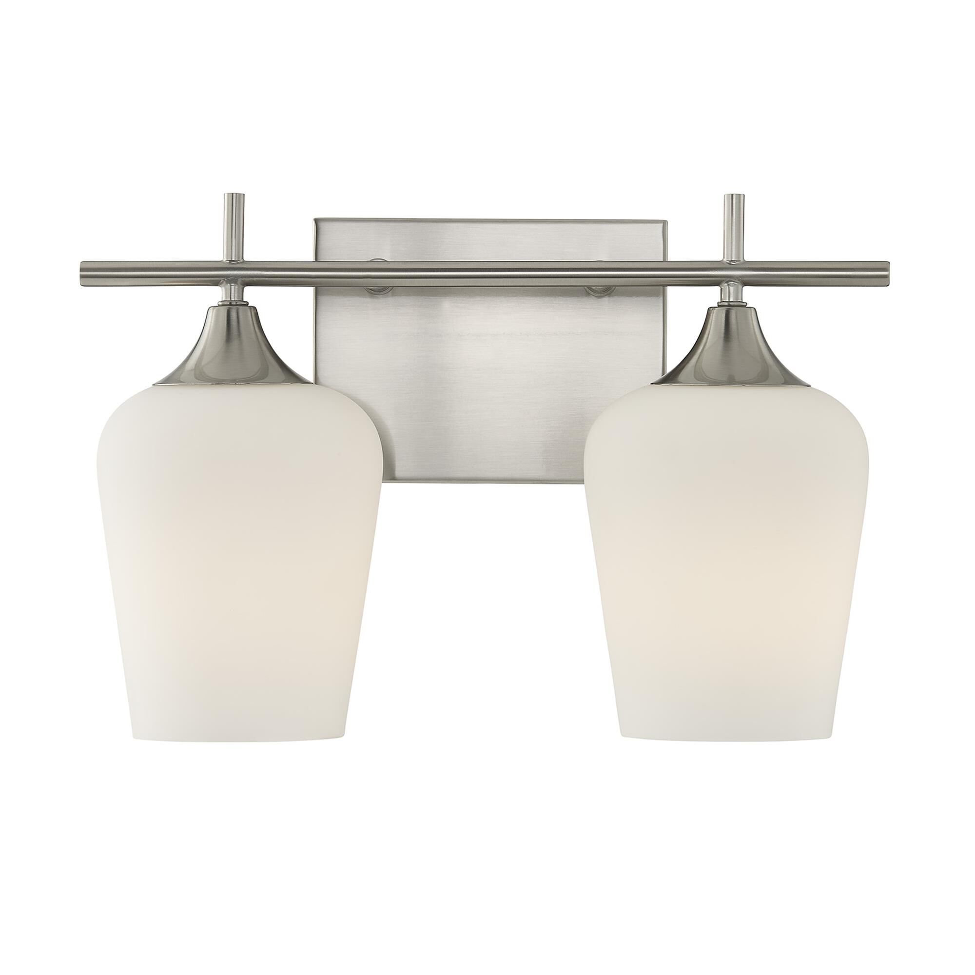 Shown in Satin Nickel finish and White Opal glass