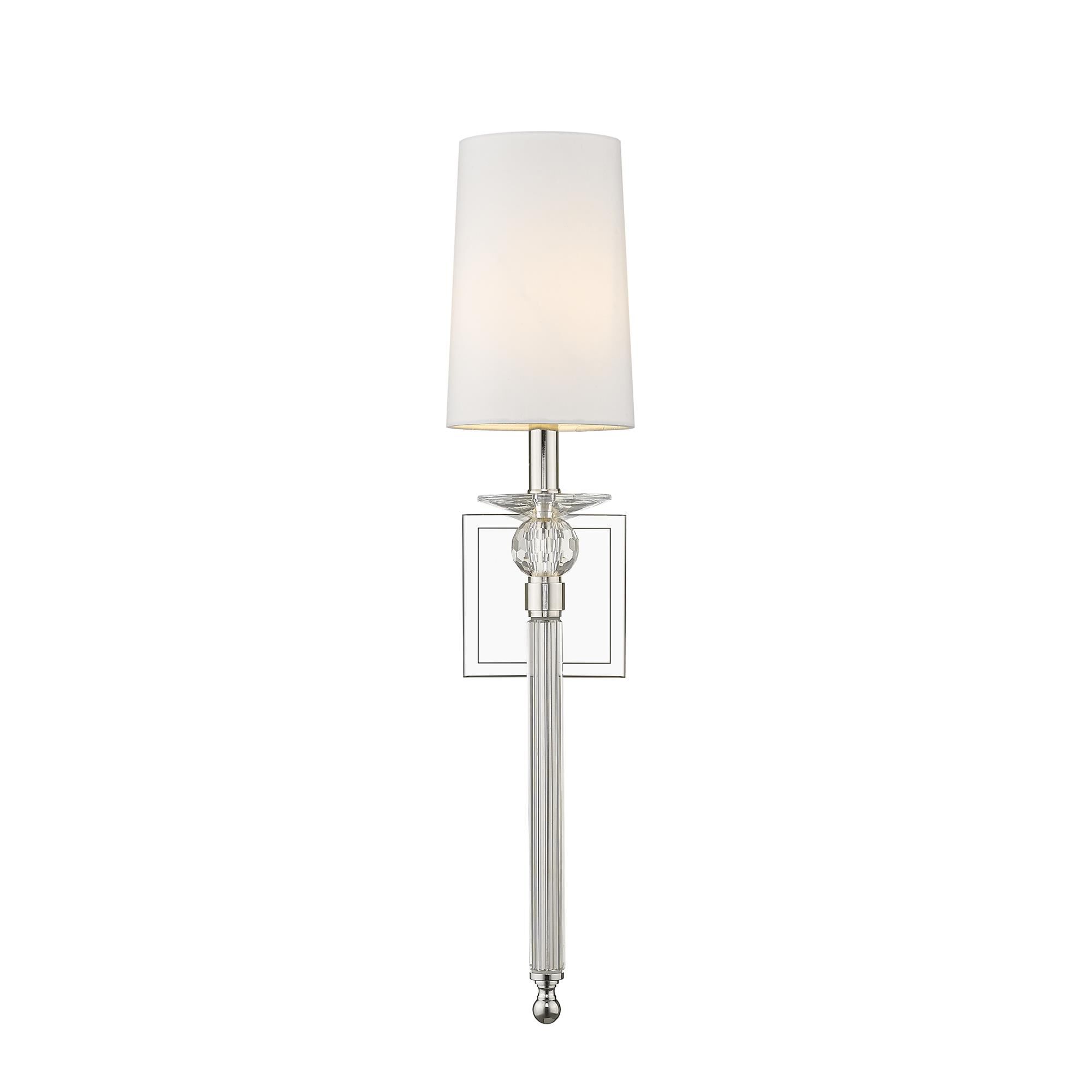 Shown in Polished Nickel finish and Fabric glass and Fabric shade