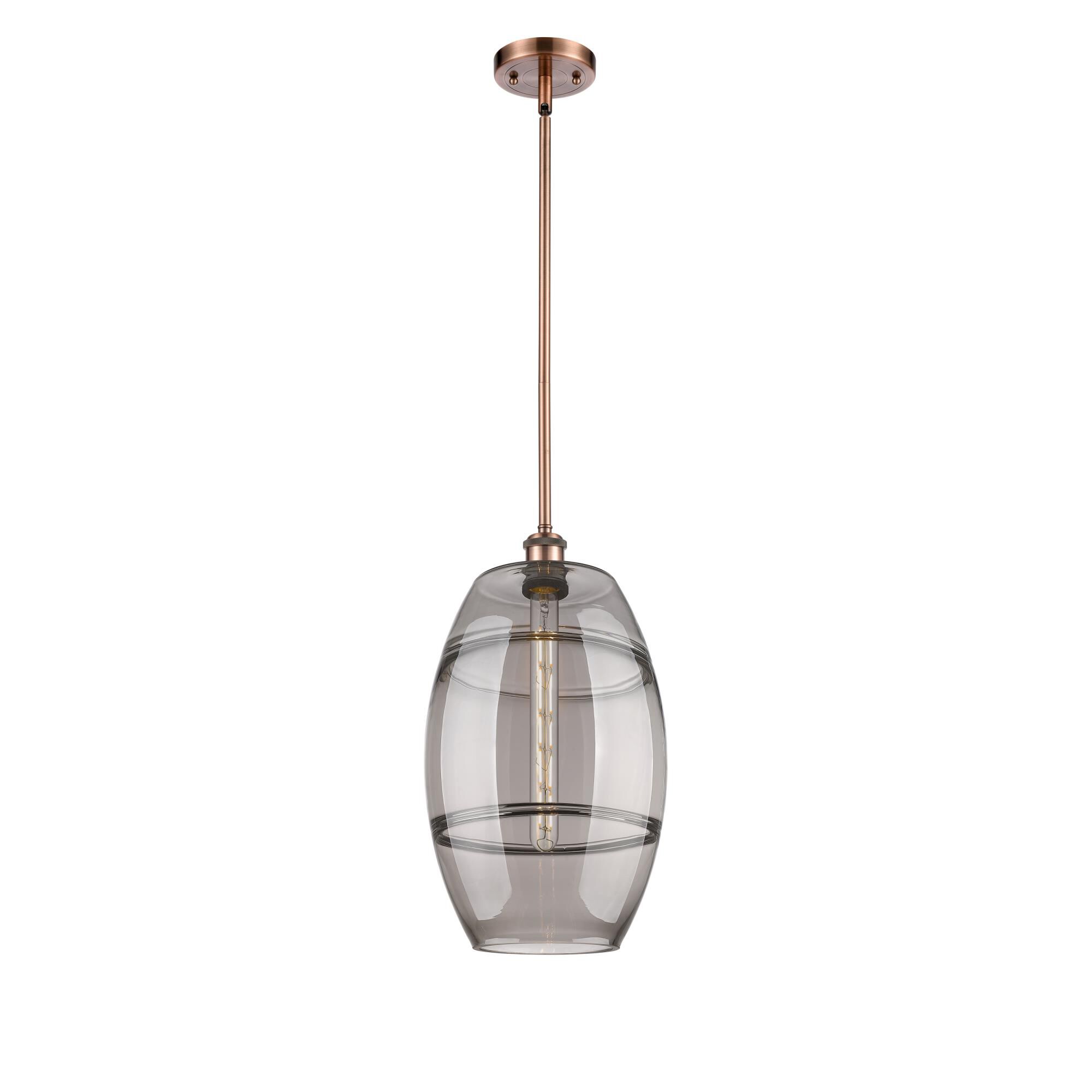 Shown in Antique Copper finish and Light Smoke glass