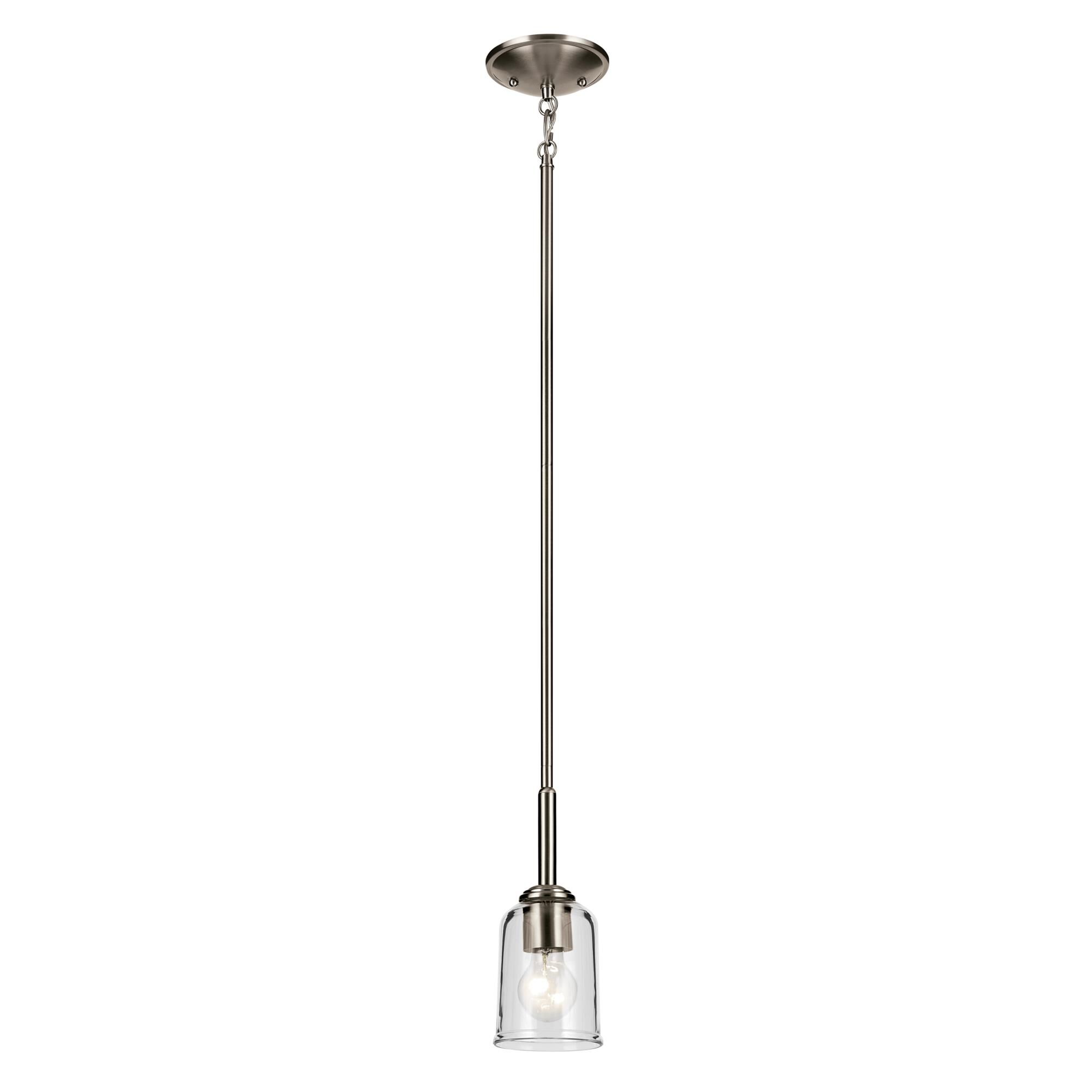 Shown in Brushed Nickel finish and Clear glass