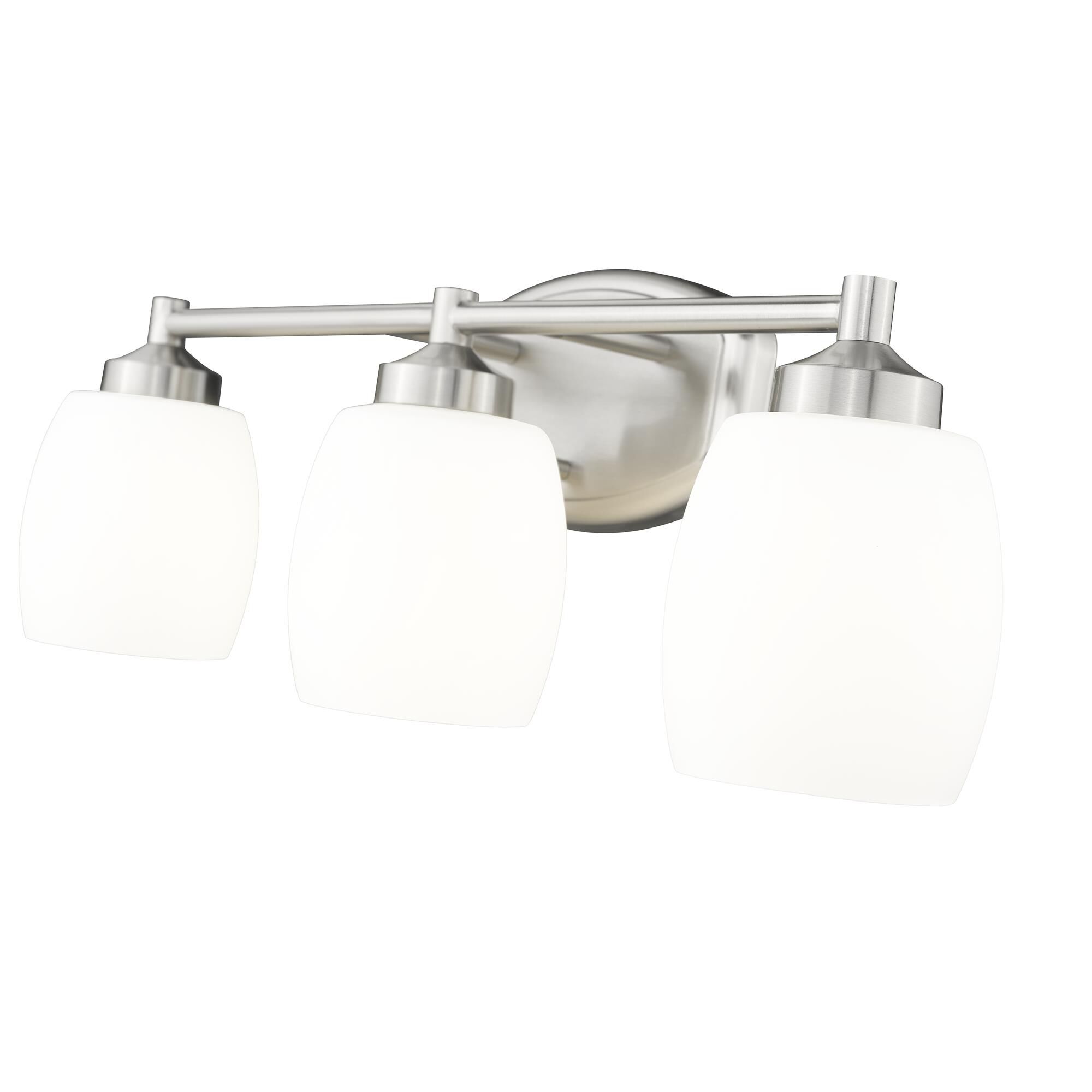 Shown in Brushed Nickel finish and Matte Opal glass and Matte Opal shade