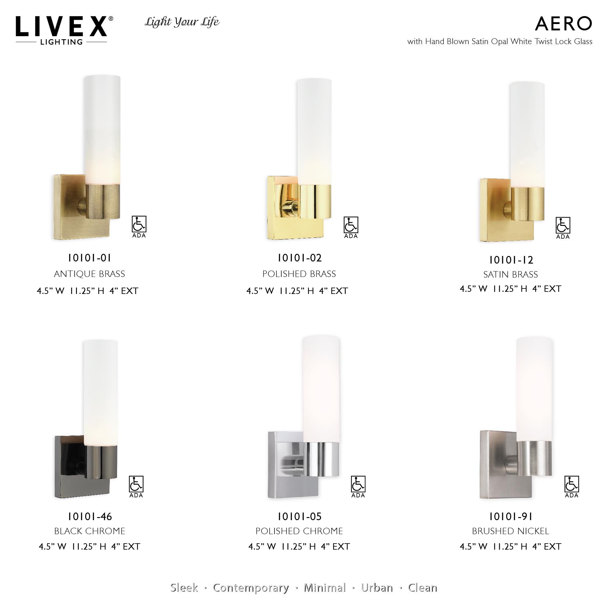 Shown in Polished Brass finish and Hand Blown Satin Opal White Twist Lock glass