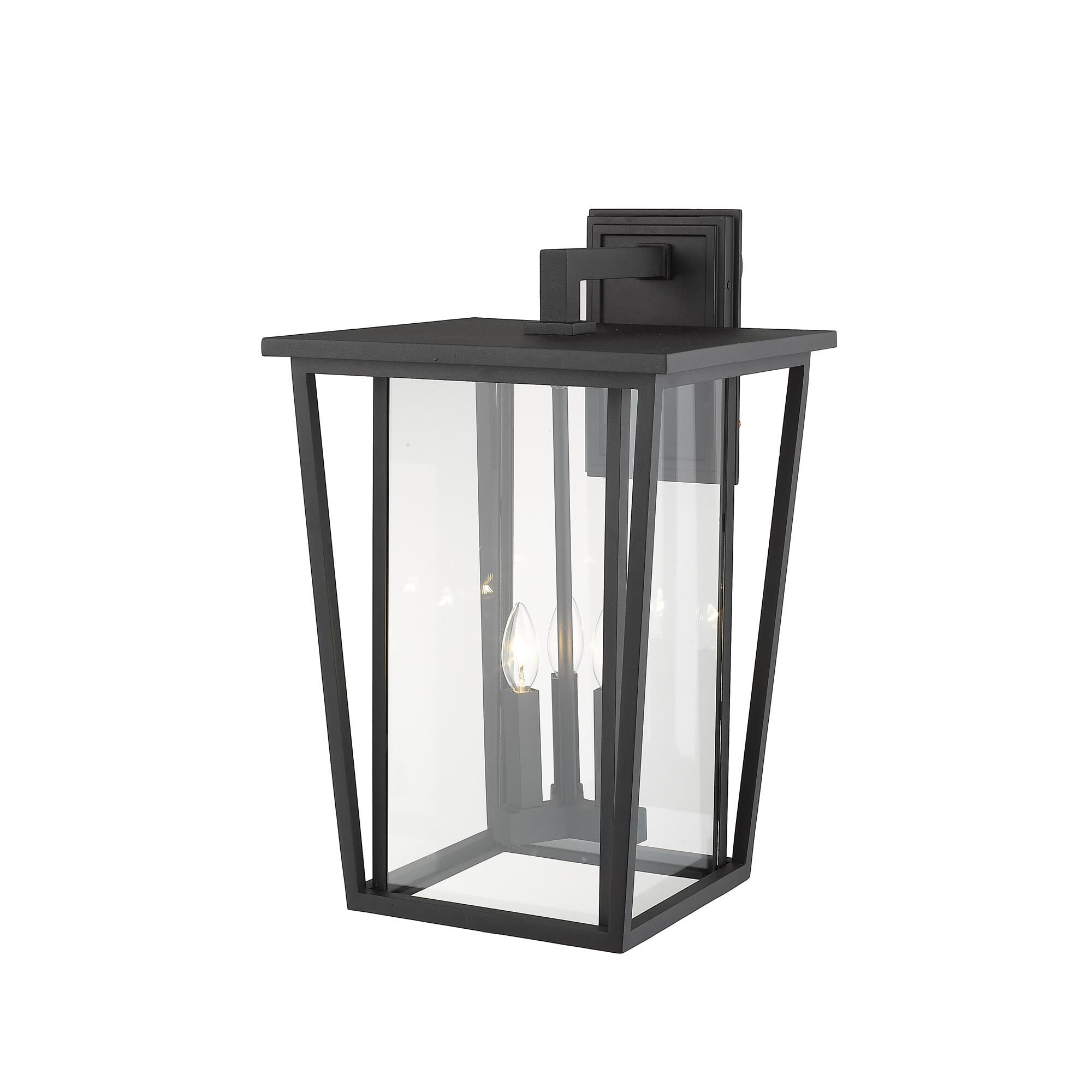 Shown in Black finish and Glass shade