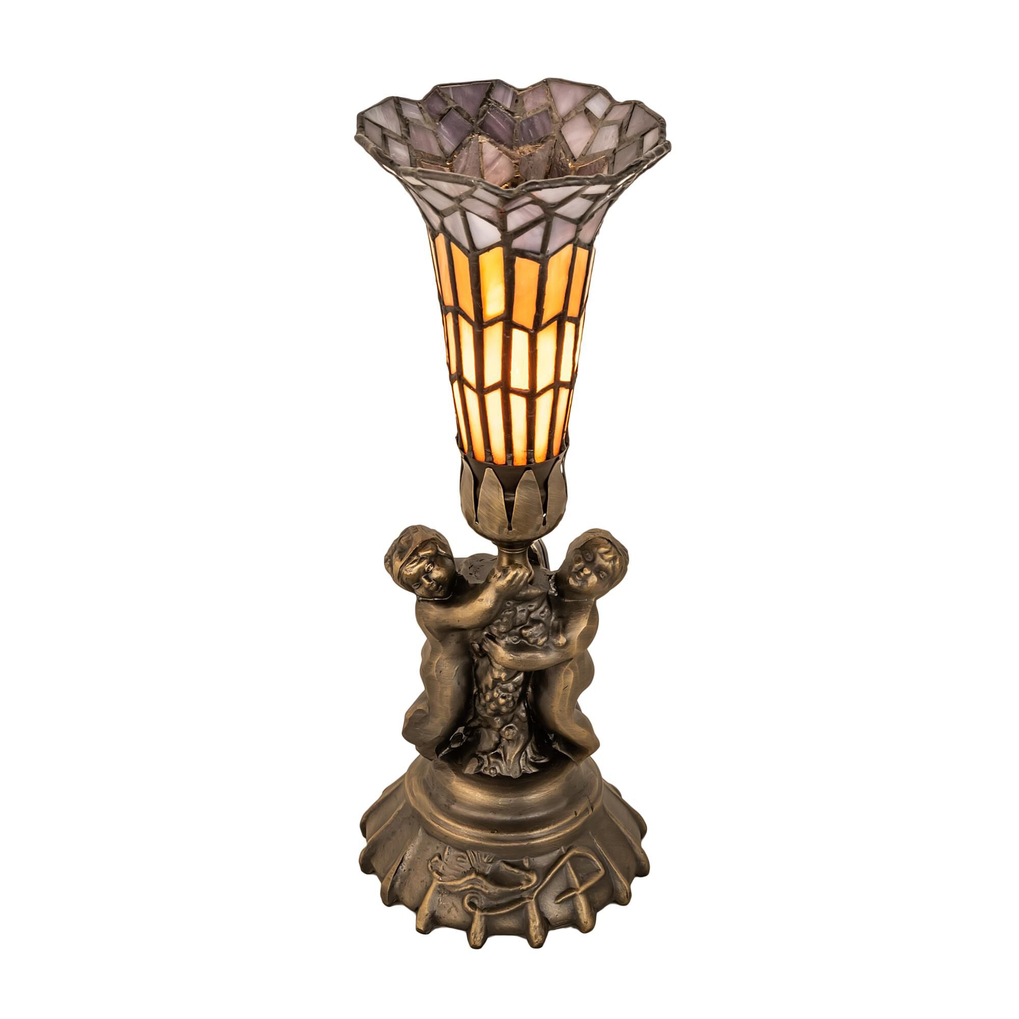 Shown in Antique Brass finish and Ruby;Violet glass