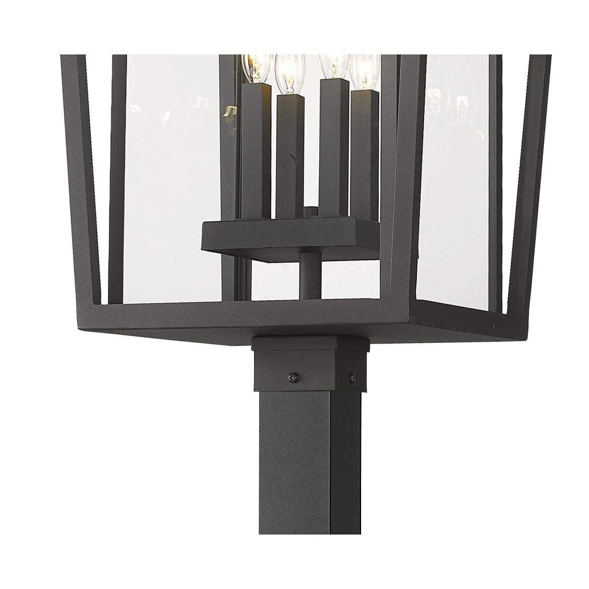 Shown in Black finish and Glass shade