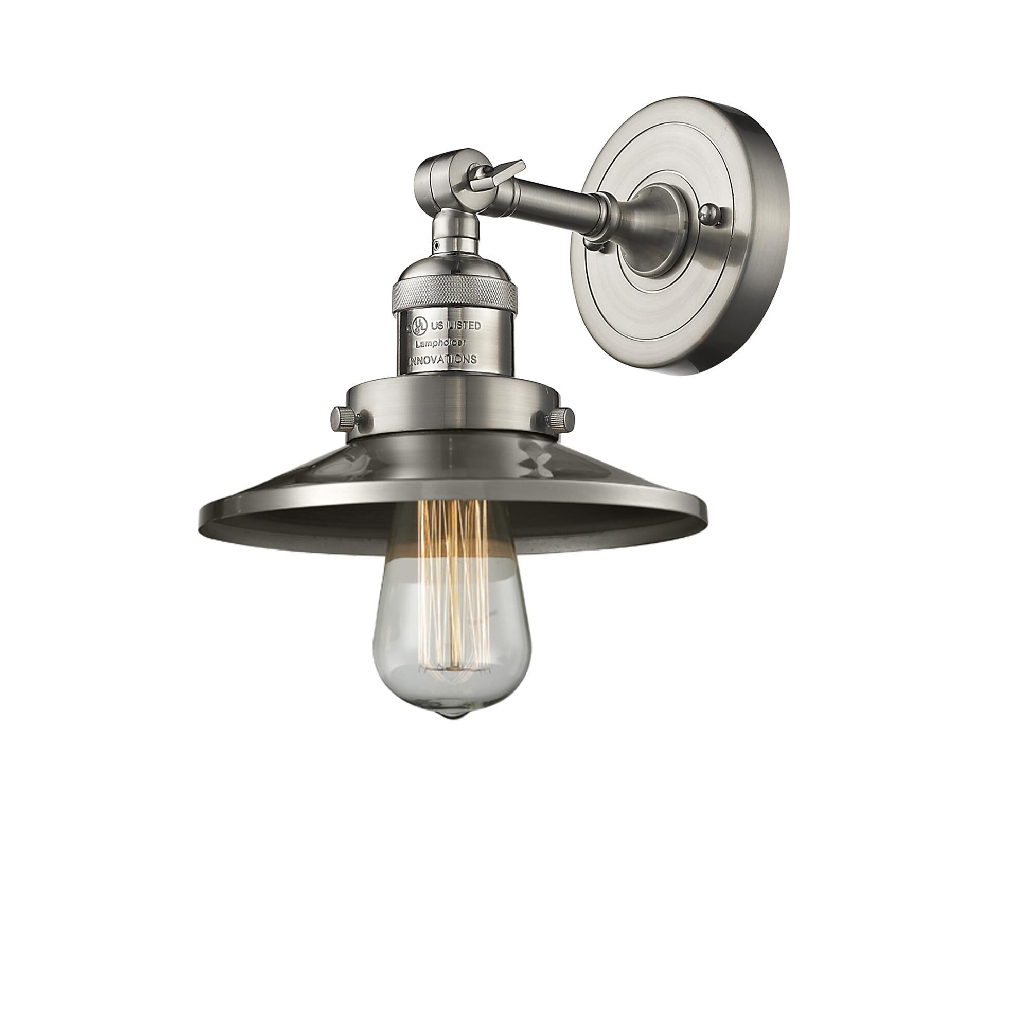 Shown in Brushed Satin Nickel finish and Brushed Satin Nickel shade
