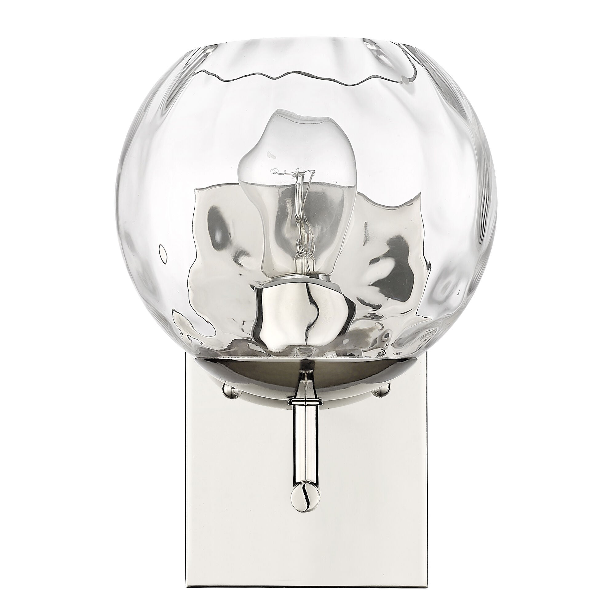 Shown in Polished Nickel finish and Rippled Water glass