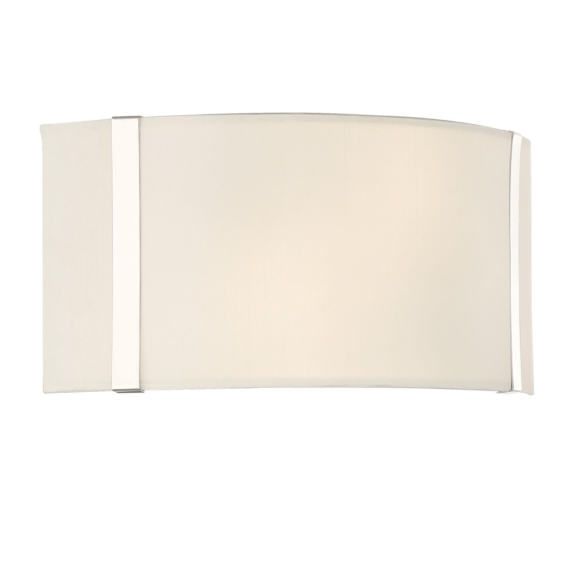 Shown in Polished Nickel finish and Fabric glass and White shade