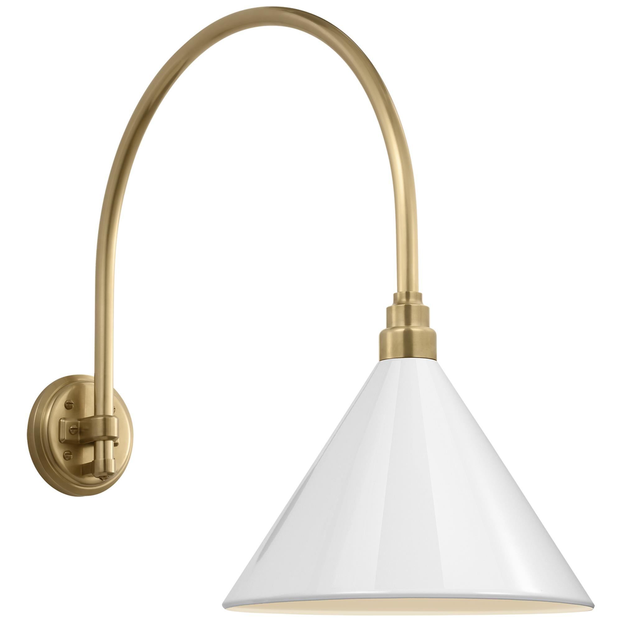 Shown in Hand-Rubbed Antique Brass finish and White Conical Savannah shade