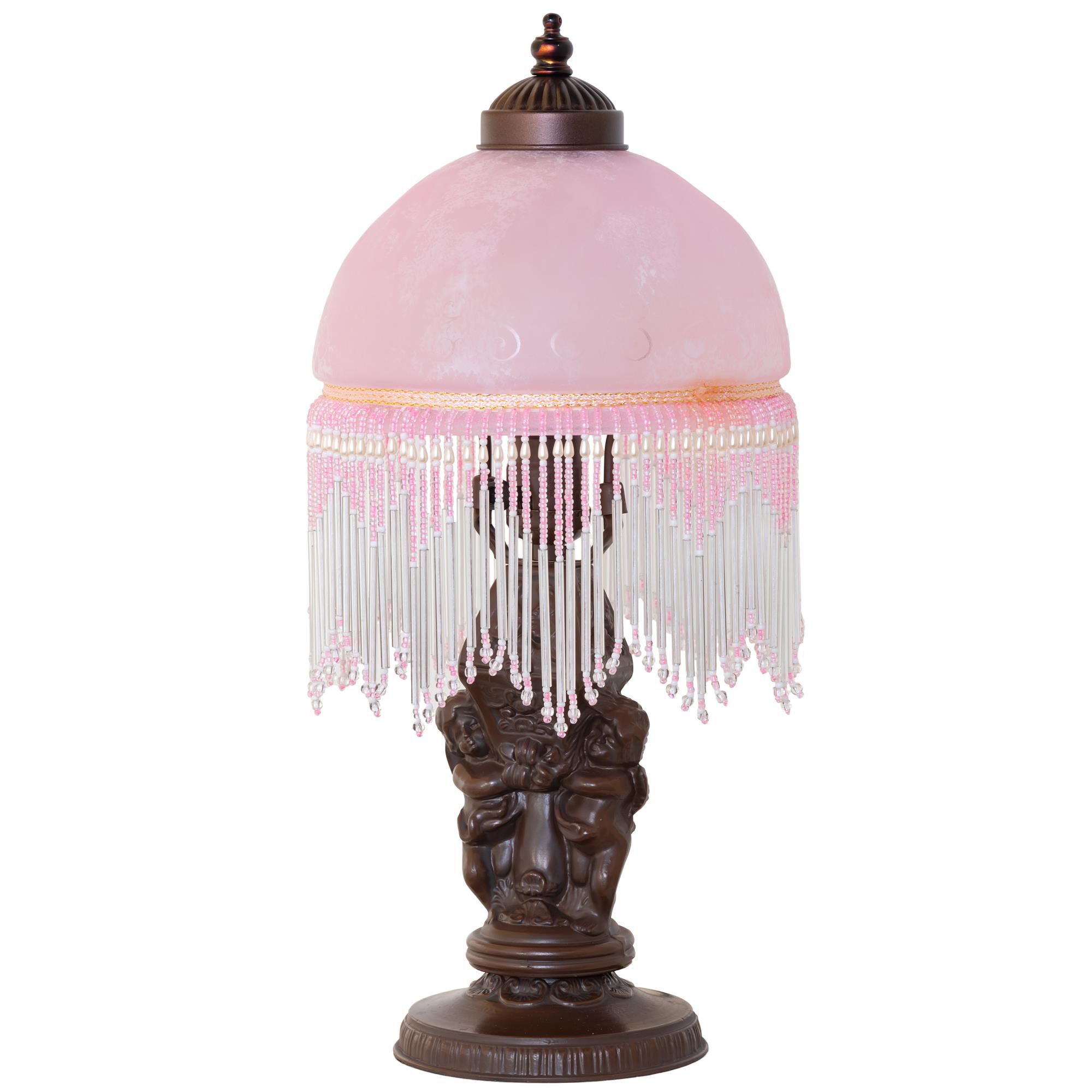 Shown in Mahogany Bronze finish and Pink glass