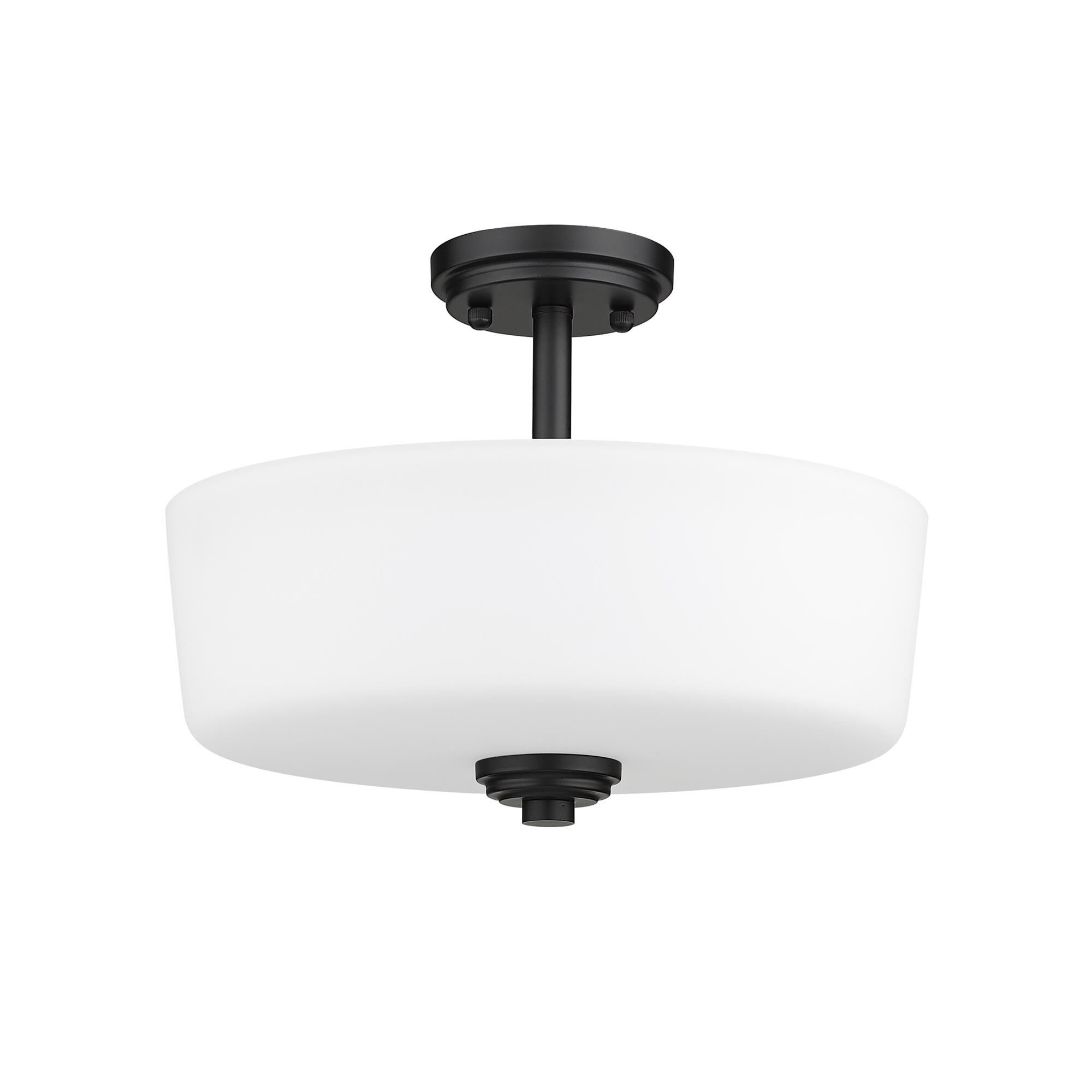 Shown in Matte Black finish and Glass shade