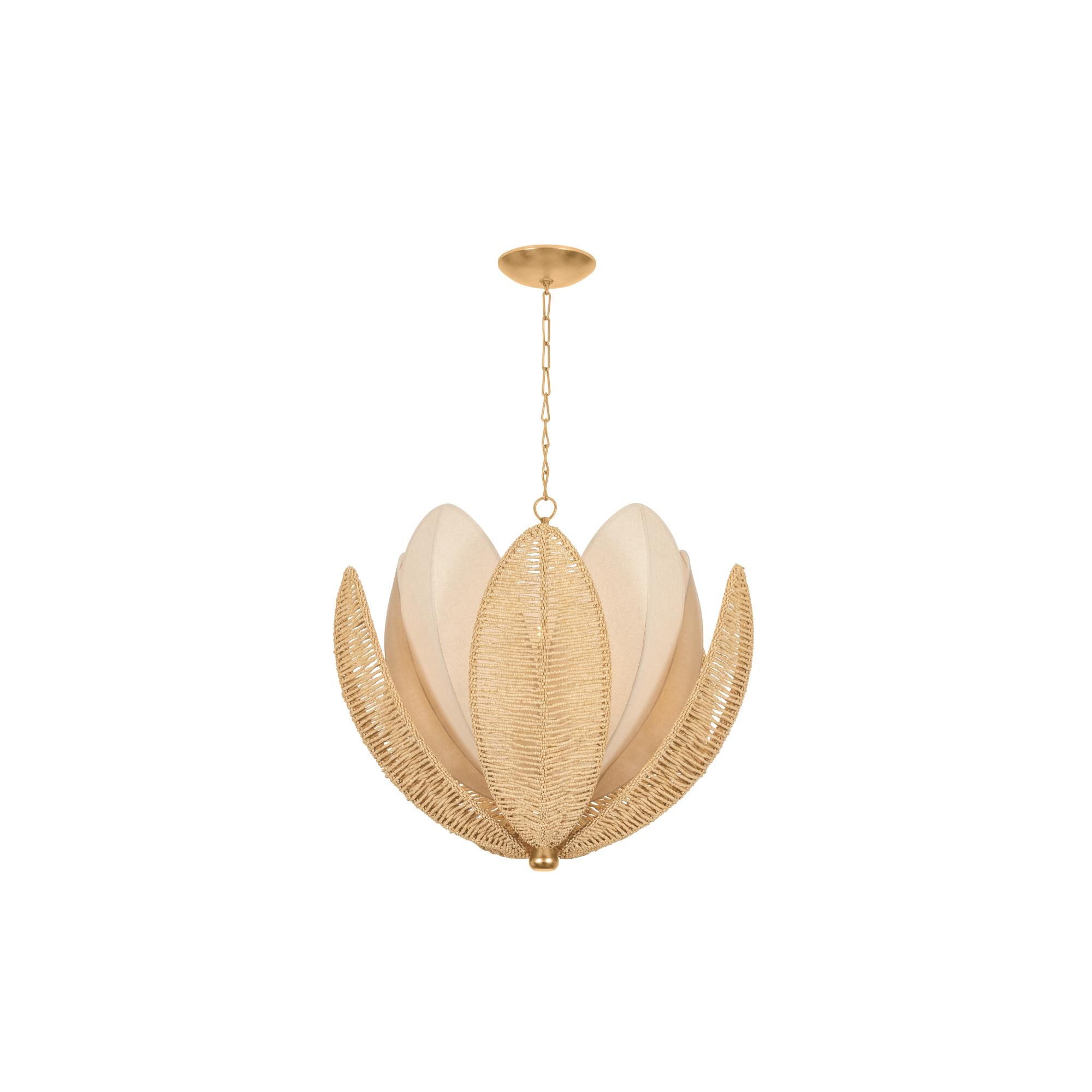 Shown in Vintage Gold Leaf finish and Natural Linen shade