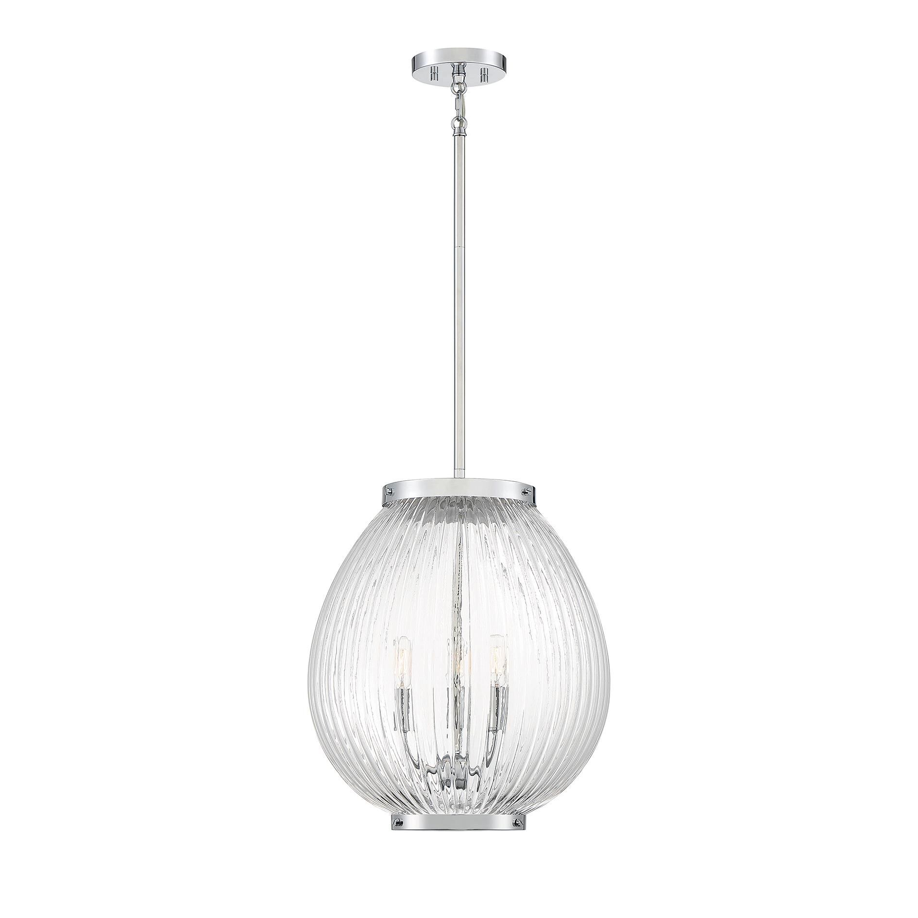 Shown in Polished Chrome finish and Clear Ribbed glass