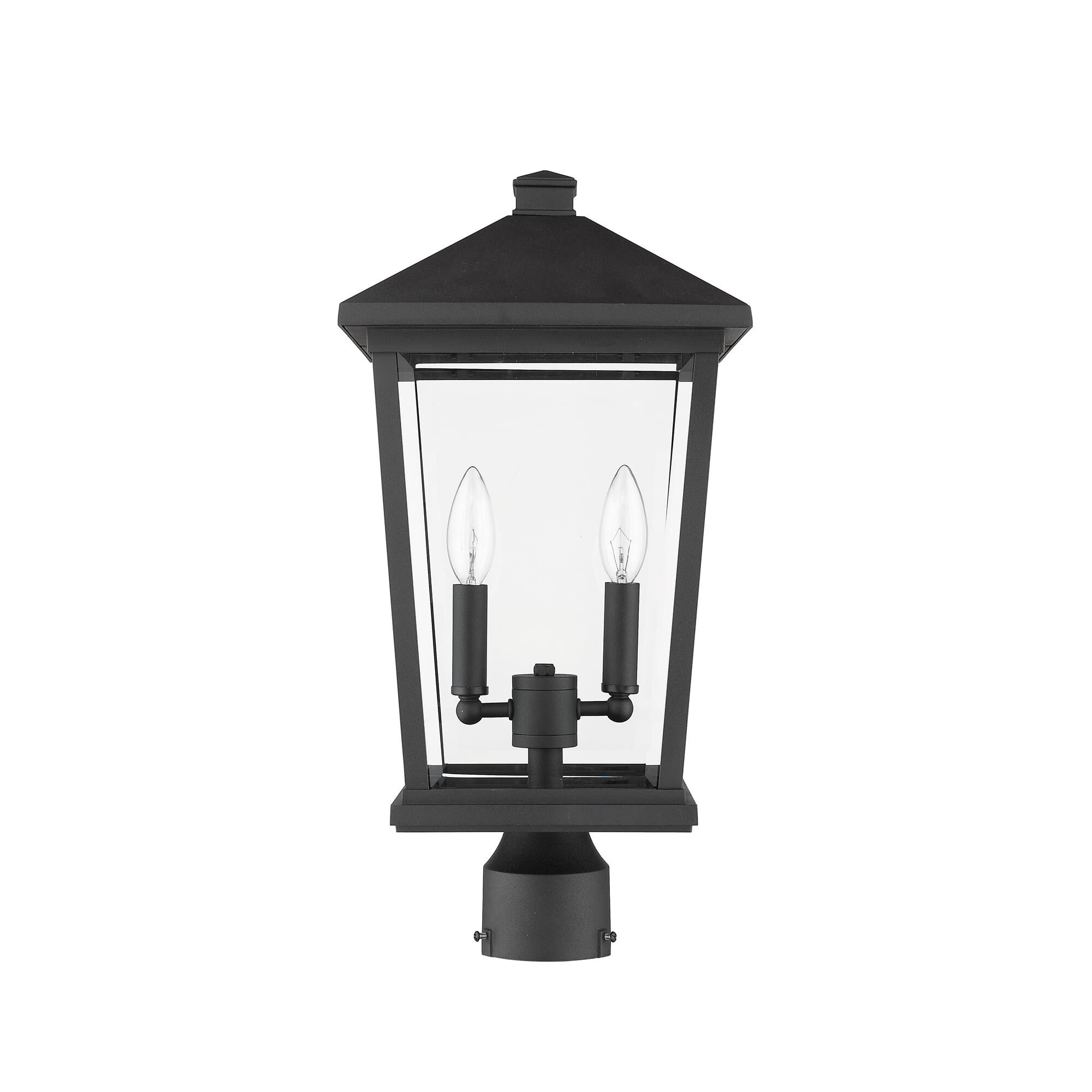 Shown in Black finish and Glass shade