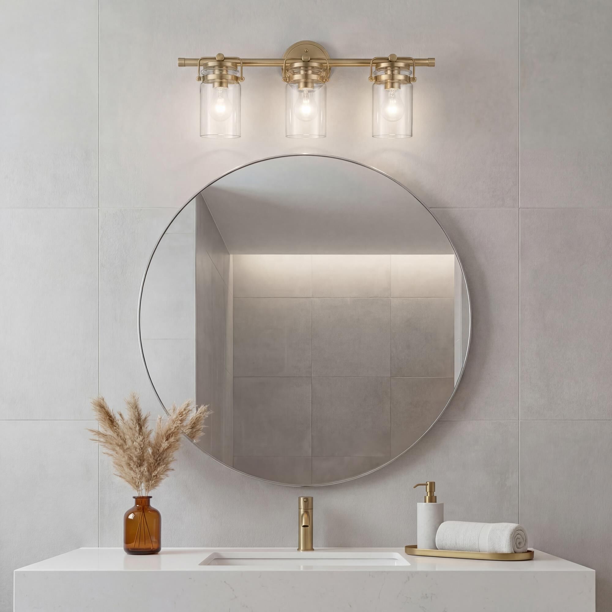 Shown in Champagne Bronze finish and Clear glass