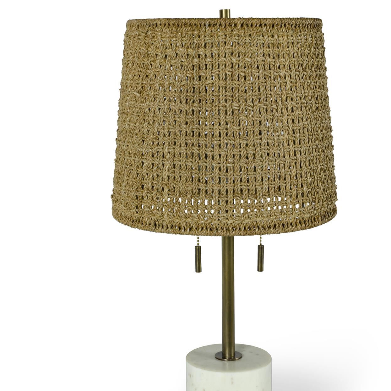 Shown in Antique Brass  finish and Lampakanay Rope shade