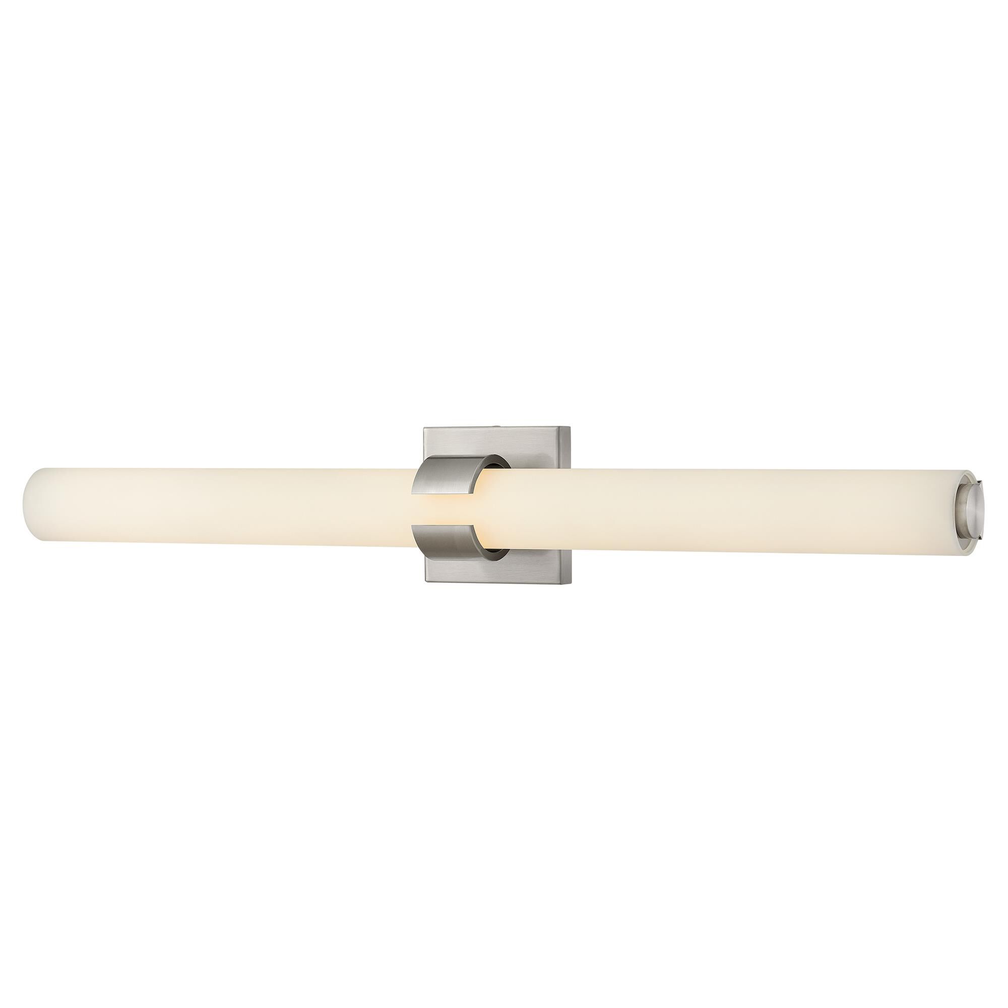 Shown in Brushed Nickel finish and Etched White glass