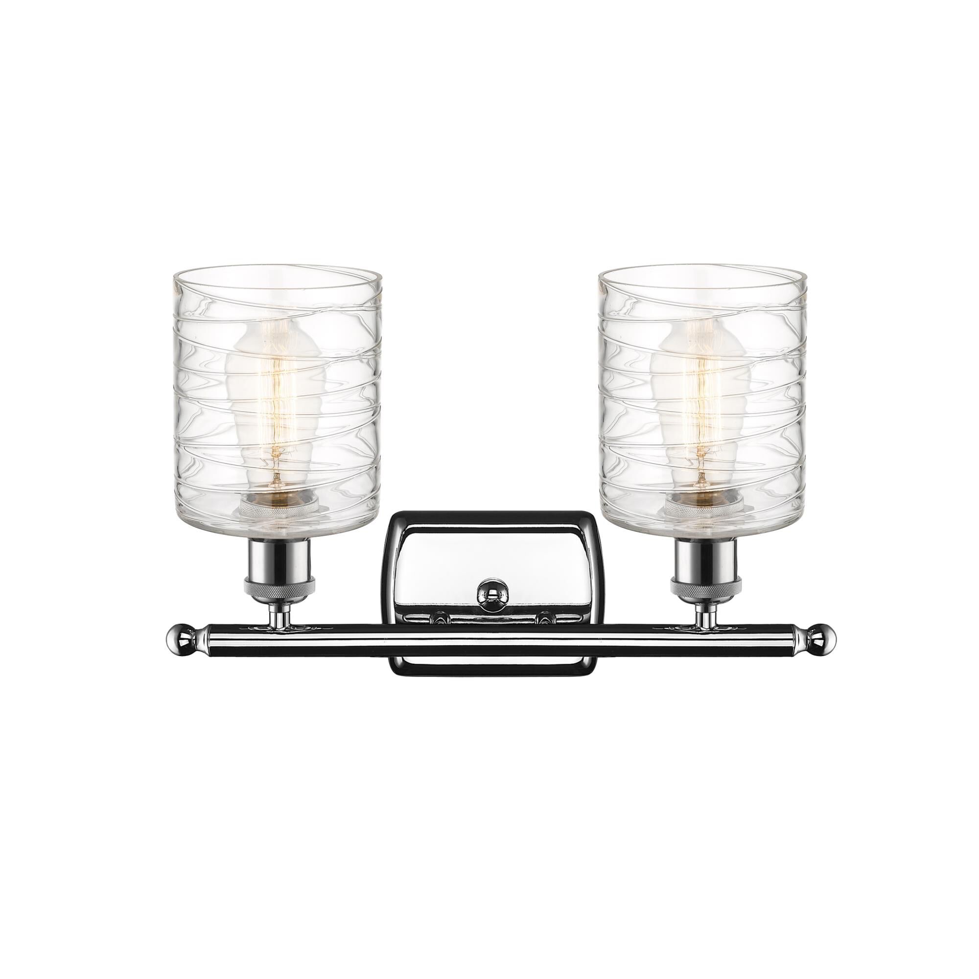 Shown in Polished Chrome finish and Deco Swirl glass