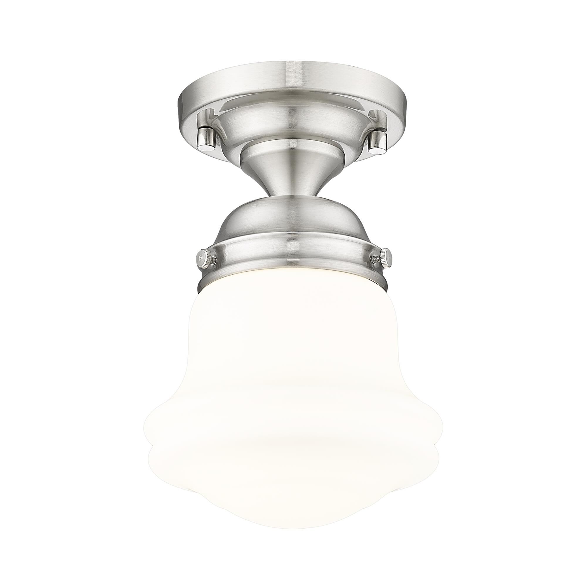 Shown in Brushed Nickel finish and Matte Opal glass and Matte Opal shade