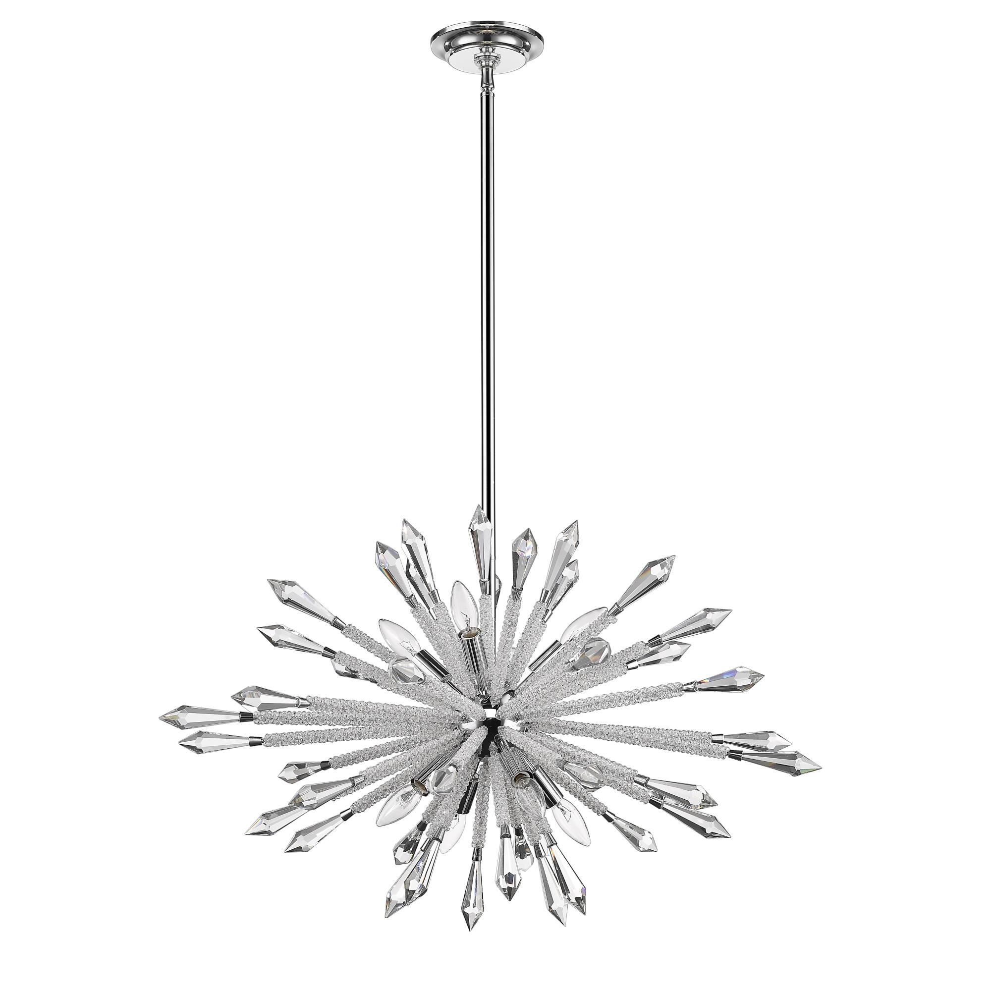 Shown in Chrome finish and Crystal glass and Crystal shade