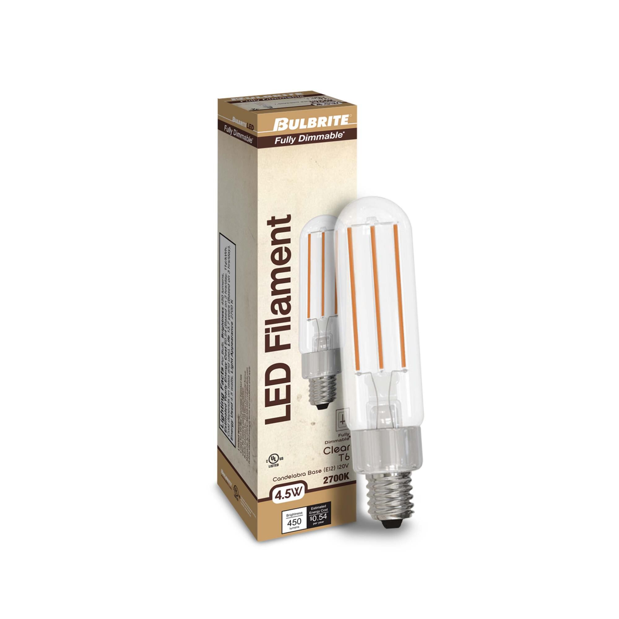 Dimmable 4.5 Watt 2700K T6 LED Light Bulb by Bulbrite