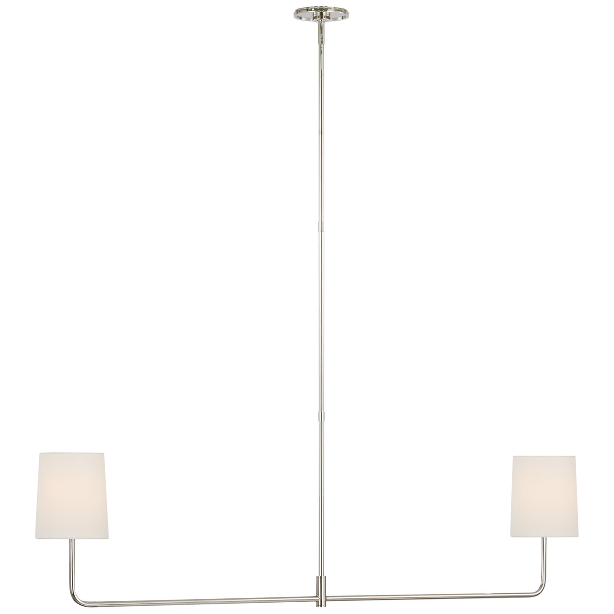 Shown in Polished Nickel finish and Linen shade