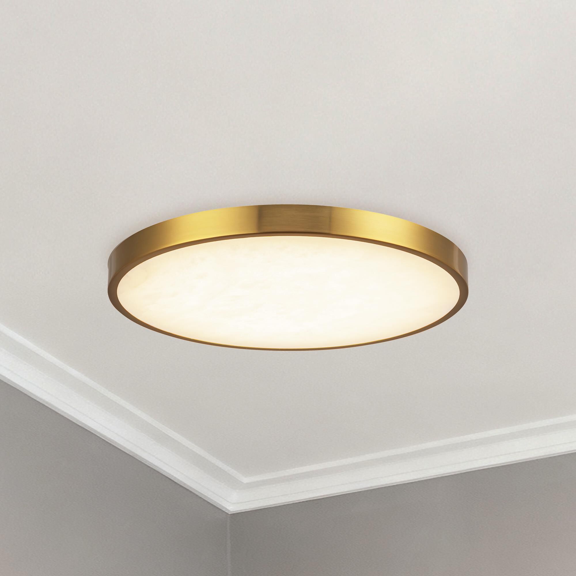 Shown in Brushed Gold finish and Alabaster glass