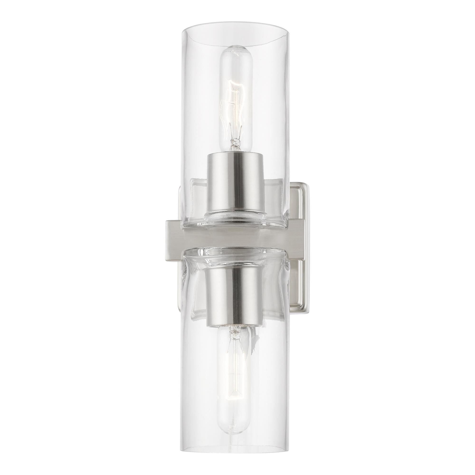 Shown in Brushed Nickel finish and Clear glass