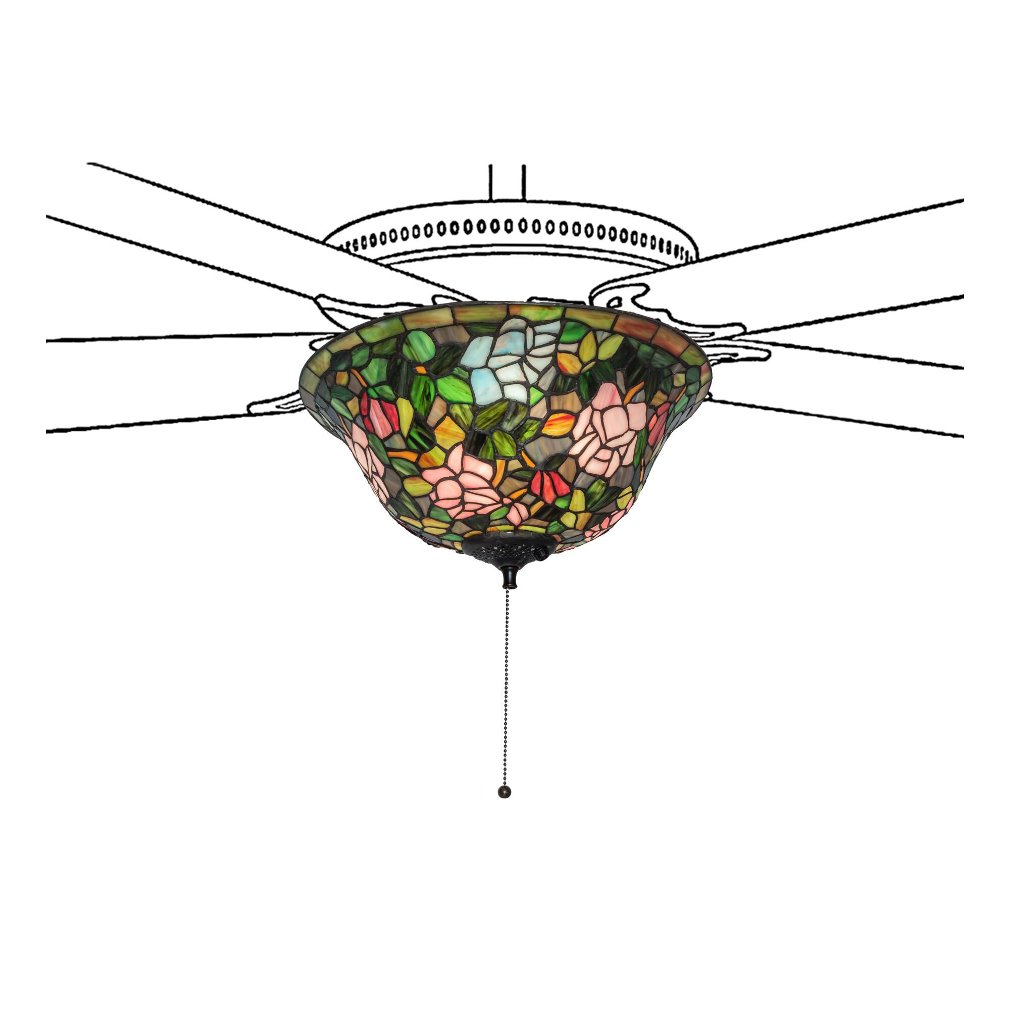 Tiffany Rosebush 3 Light Fan Light Kit by Meyda Lighting